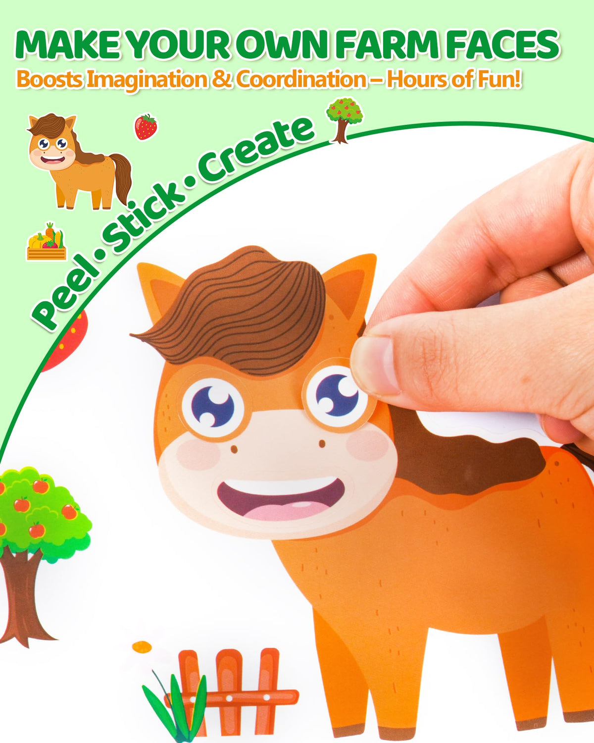 Aowplc 48 Sheets Farm Animal Make‑a‑Face Stickers – 12 Mix‑and‑Match Designs for Kids, Parties & Crafts