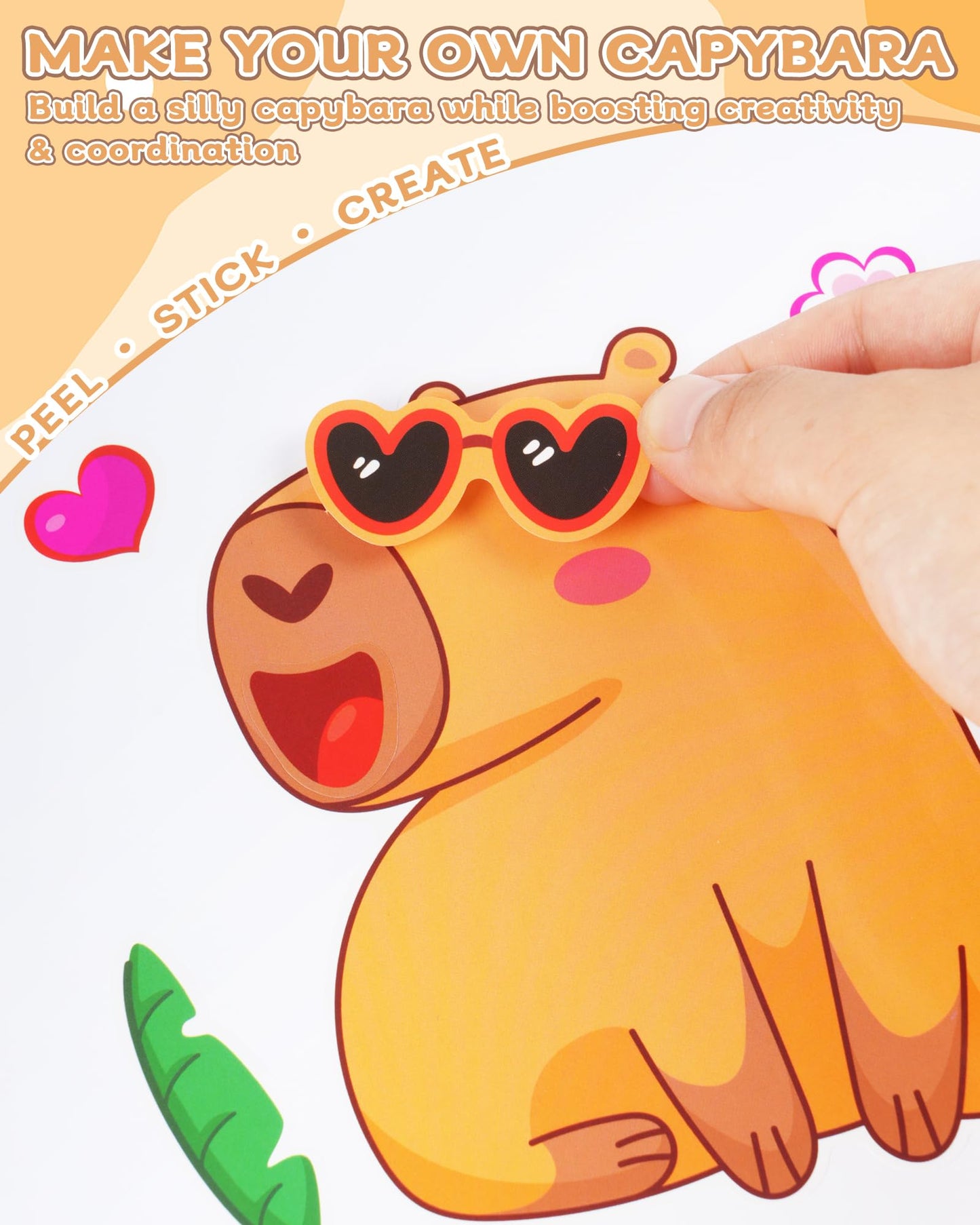 Aowplc Capybara Make-a-Face Stickers – 32 Sheets for Kids' Crafts, Party Favors & Birthday Decor