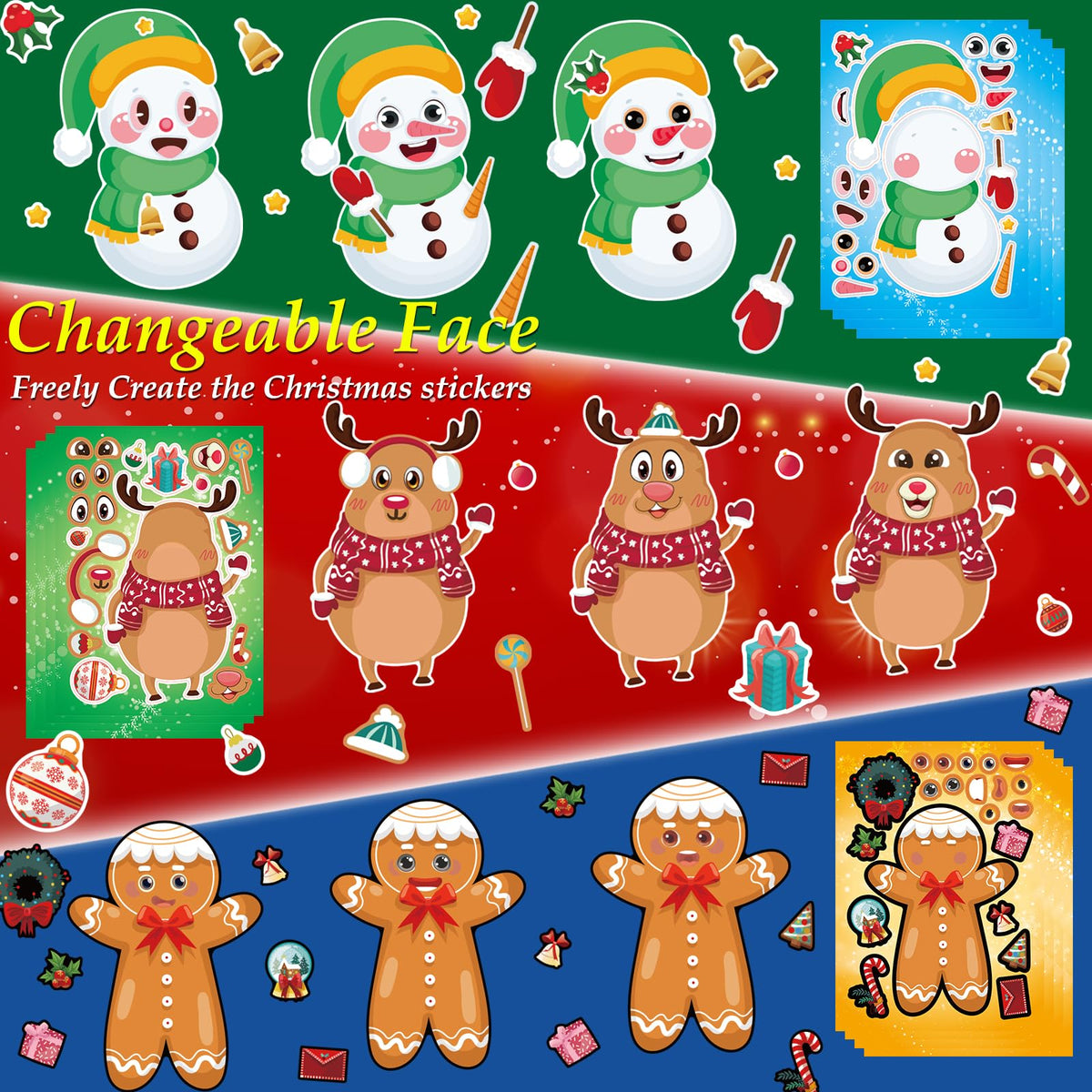 Aowplc Christmas Stickers – 64 Sheets for Kids’ Crafts, Party Favors & Holiday Decor
