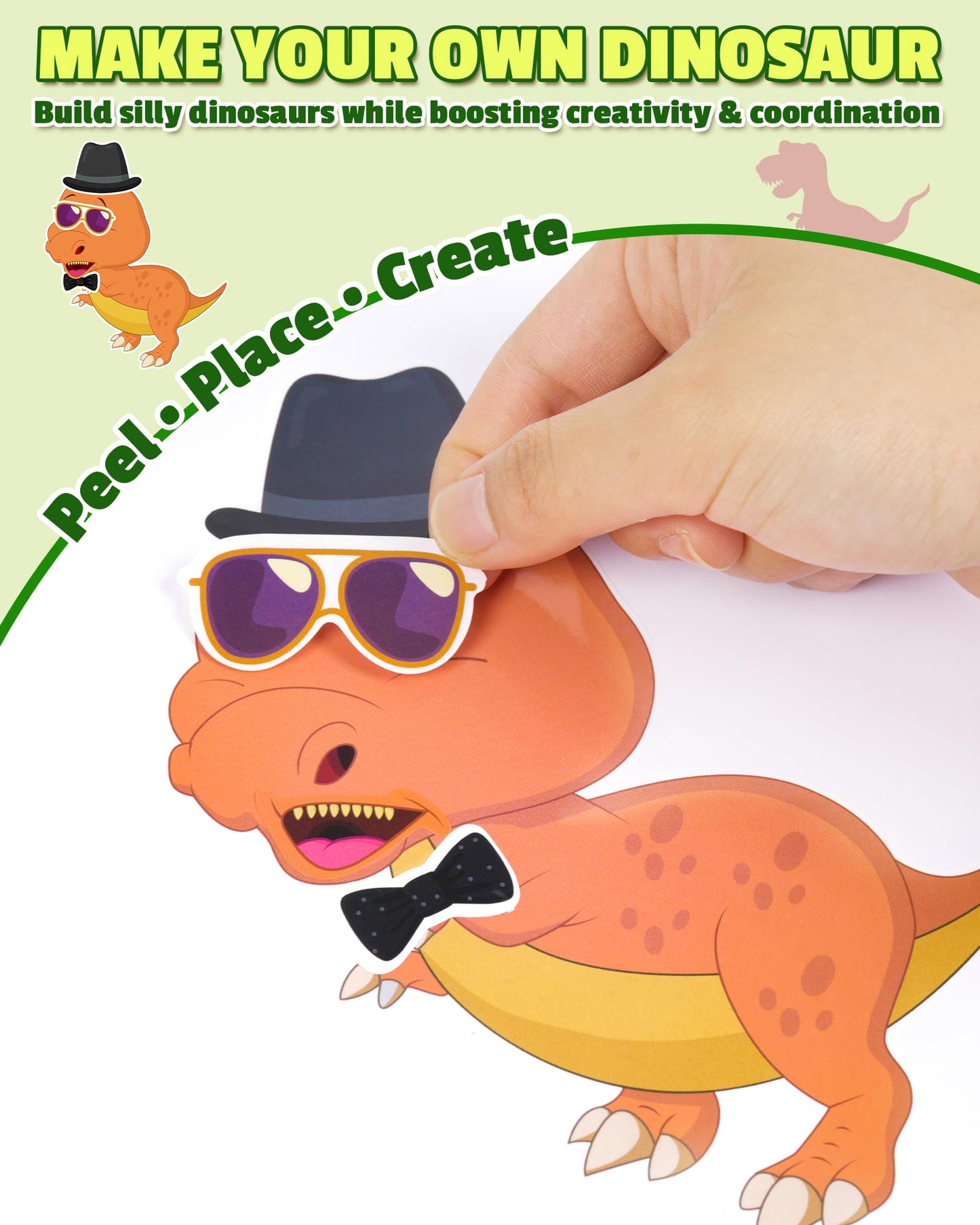 Aowplc 30 Sheets Dinosaur Stickers – Mix and Match Creative Crafts for Kids, Party Favors & Activities