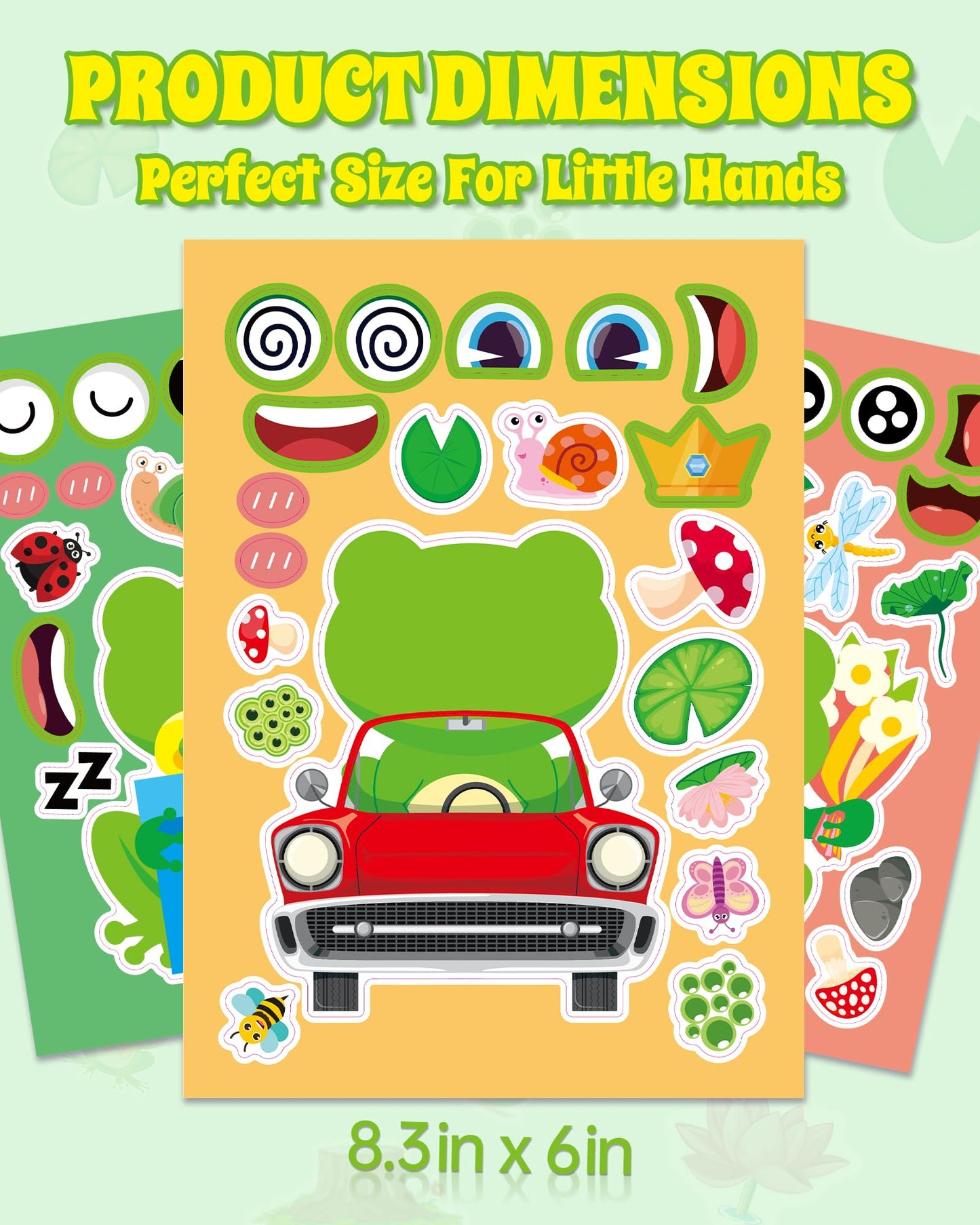 Aowplc 32 Sheets Frog Make-a-Face Stickers for Kids – 8 Designs for Creative Play