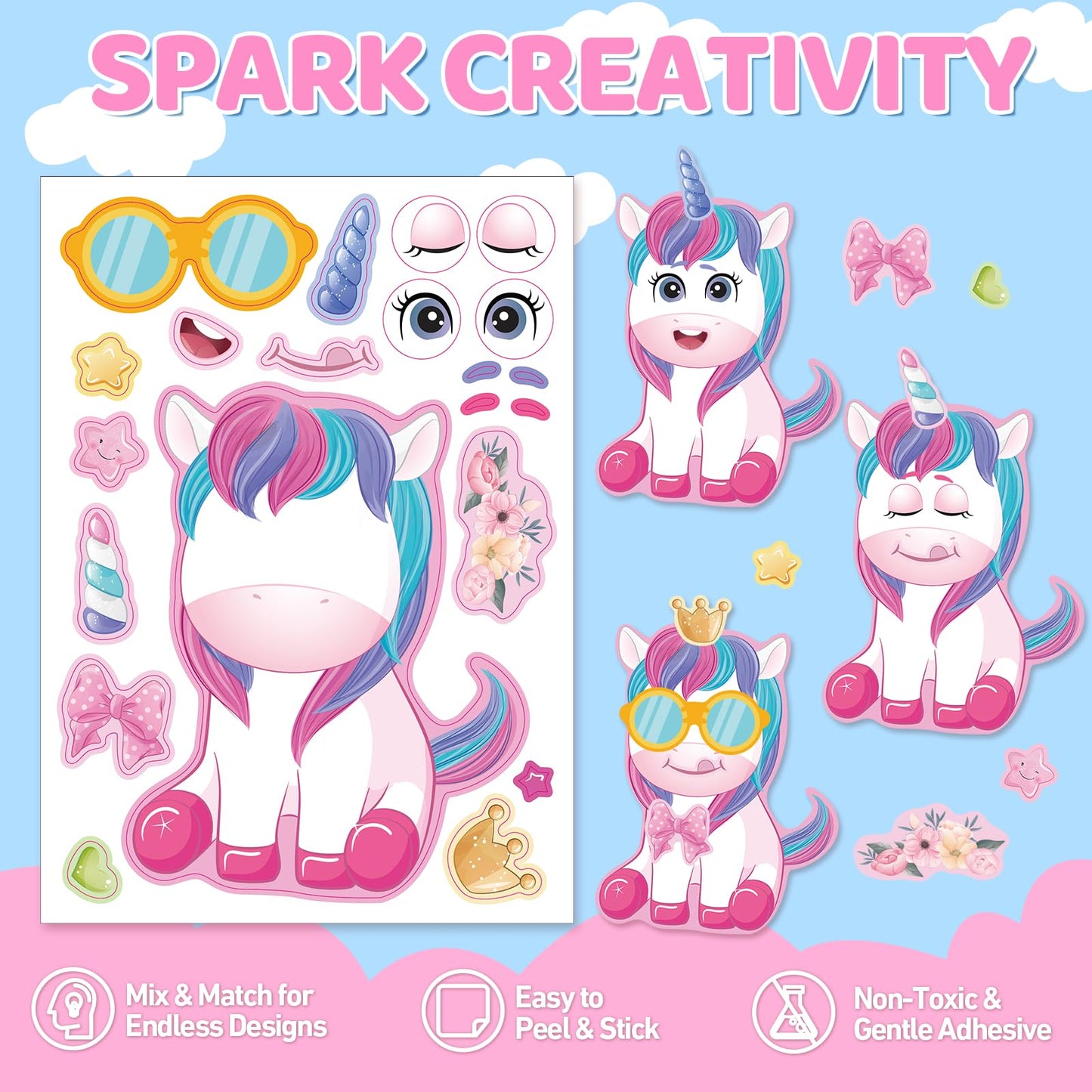 Aowplc Unicorn Stickers – 30 Sheets for Kids Parties, Decorations & Crafts