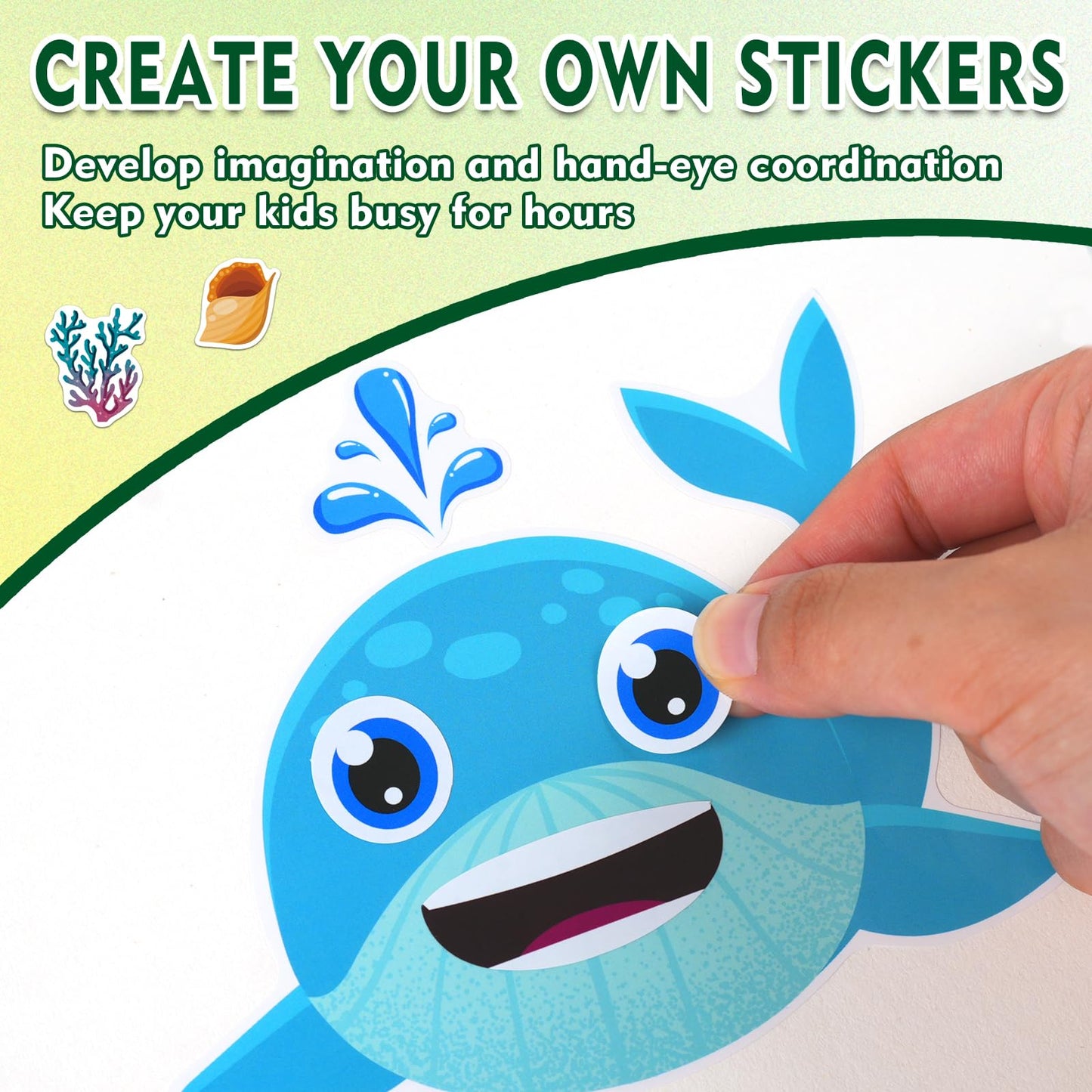Aowplc 36 Pcs Make-A-Face Sticker Sheets — Party Favors & Crafts for Dinosaurs, Mermaids, Unicorns & More