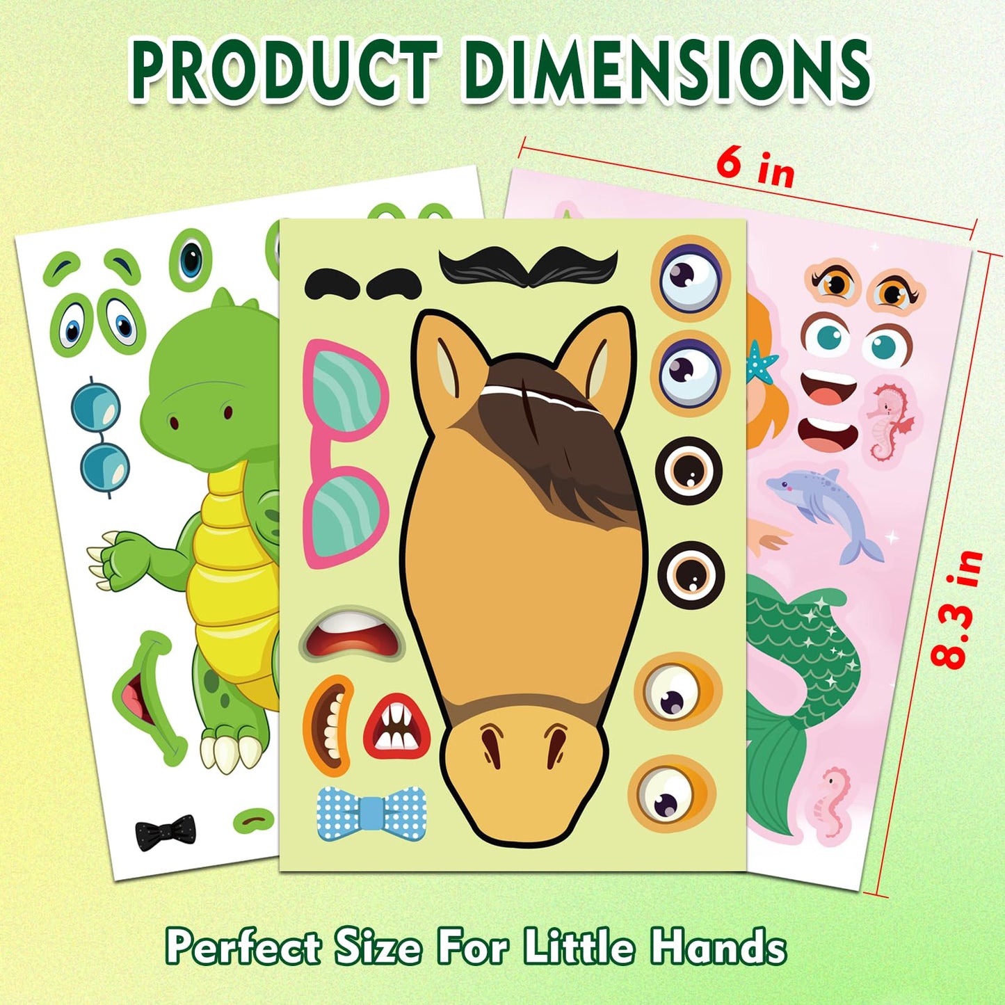 Aowplc 36 Pcs Make-A-Face Sticker Sheets — Party Favors & Crafts for Dinosaurs, Mermaids, Unicorns & More