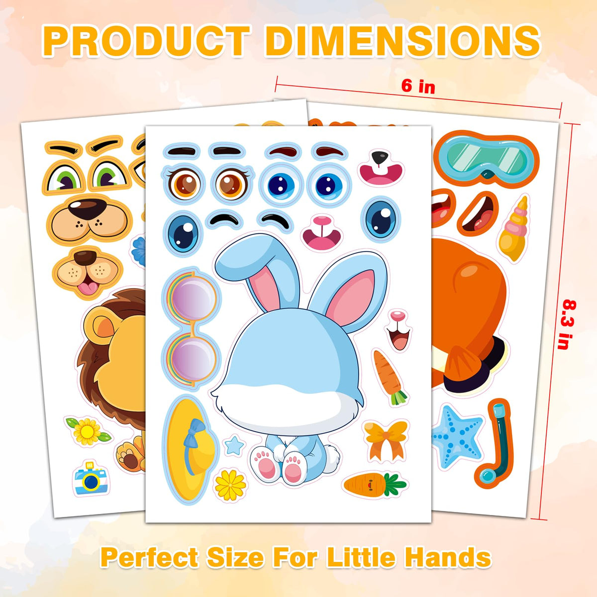Aowplc 48 Pcs Make-a-Face Stickers – 12 Animal Designs for Party Favors & Crafts