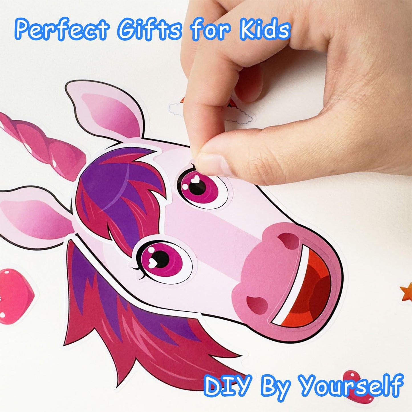 Aowplc 42 Sheets Unicorn Make-a-Face Stickers | Kids Crafts & Party Favors