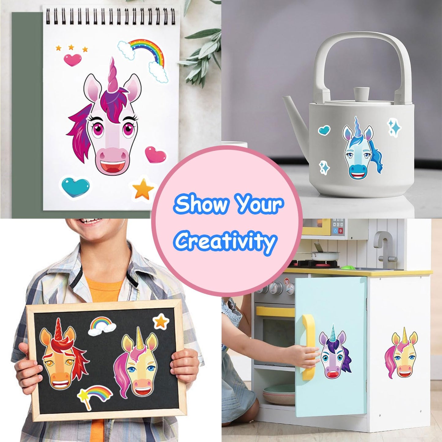Aowplc 42 Sheets Unicorn Make-a-Face Stickers | Kids Crafts & Party Favors