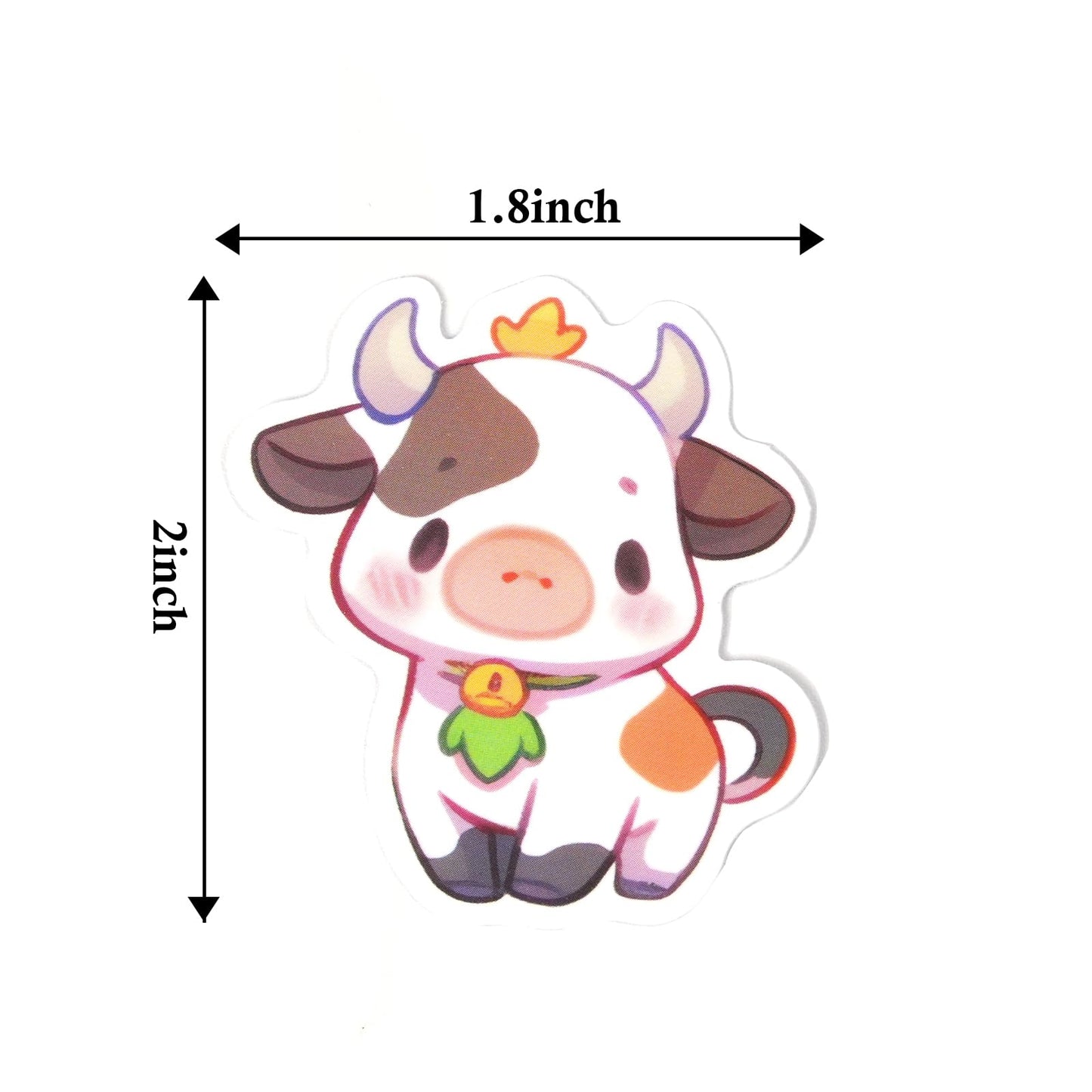 Aowplc Cute Cow Stickers | 50 Pcs Kawaii Rainbow Vinyl Decals for Water Bottles & Laptops
