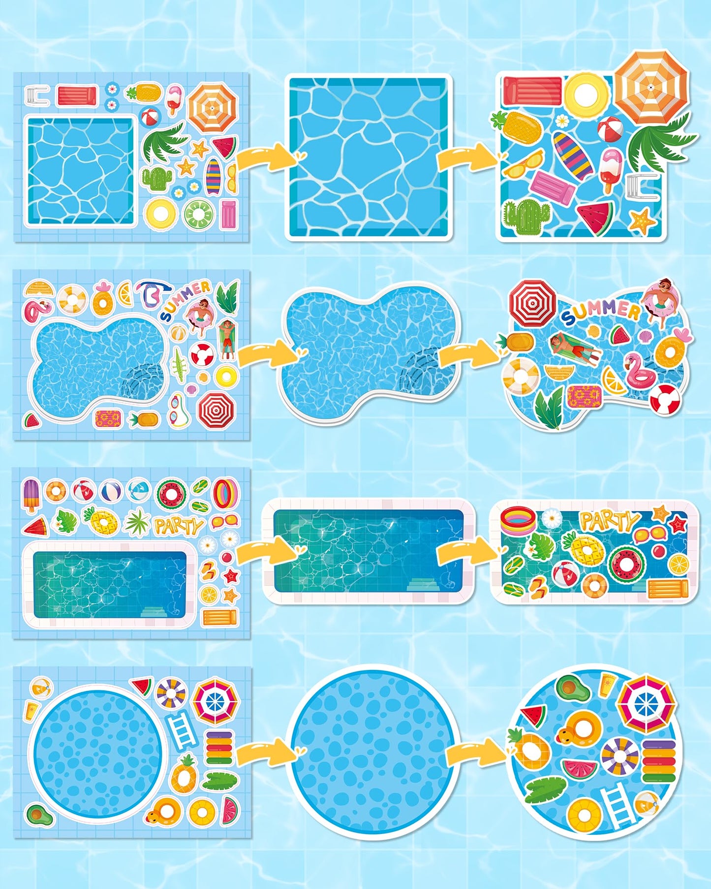 Aowplc 32 Sheets Make-a-Pool Stickers for Kids – Mix & Match Craft Kit