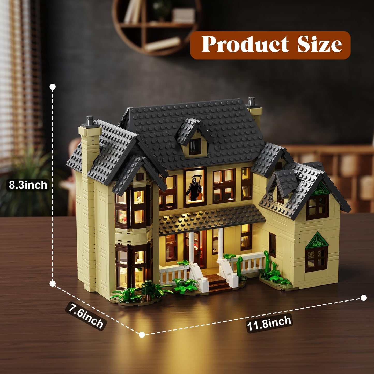 AOXEKBOLO Horror House Building Block Set – 1275 Pcs, Lego-Compatible Haunted Mansion with LED Light