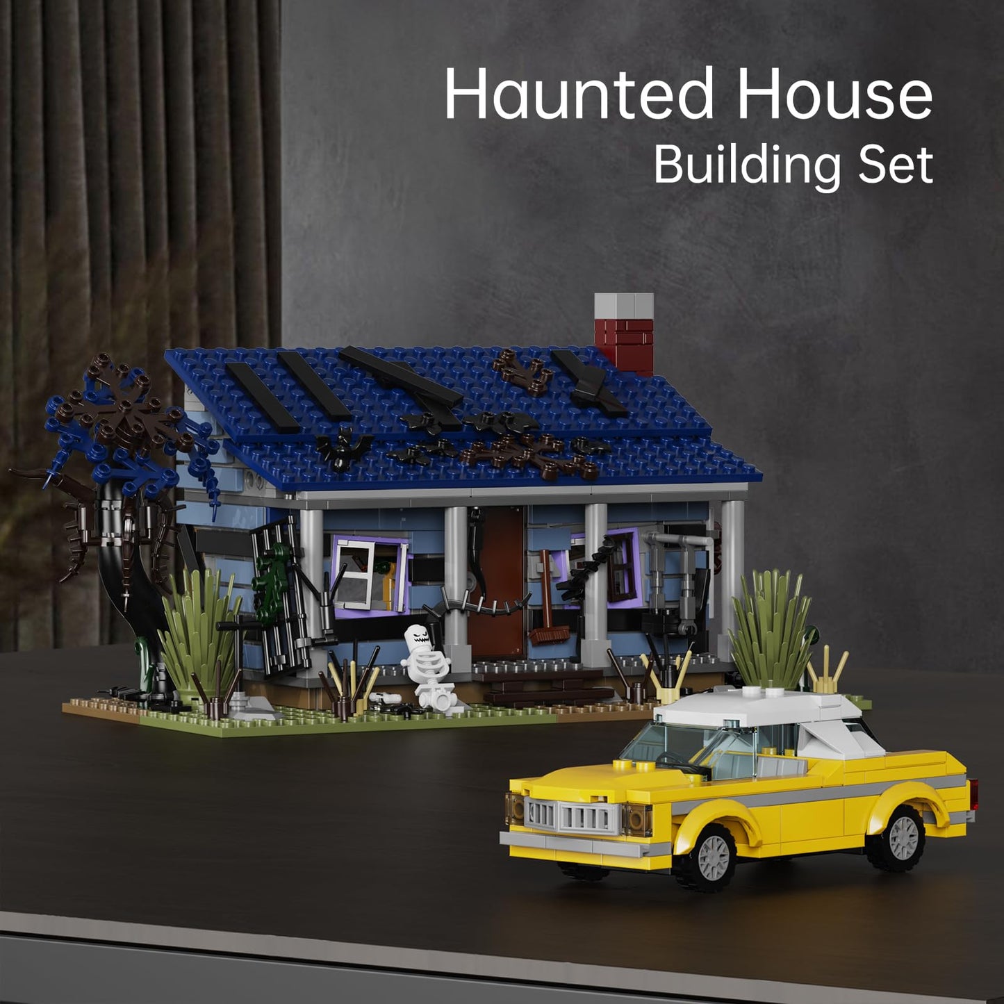 AOXEKBOLO Evil House Building Set – Haunted House with Movable Car | 639 Pcs