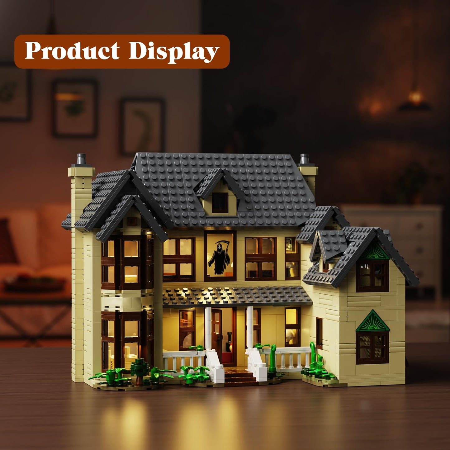 AOXEKBOLO Horror House Building Block Set – 1275 Pcs, Lego-Compatible Haunted Mansion with LED Light