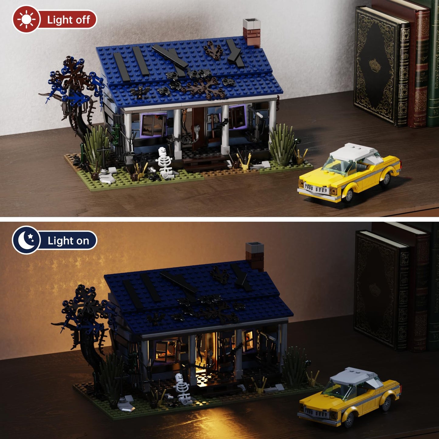 AOXEKBOLO Evil House Building Set – Haunted House with Movable Car | 639 Pcs