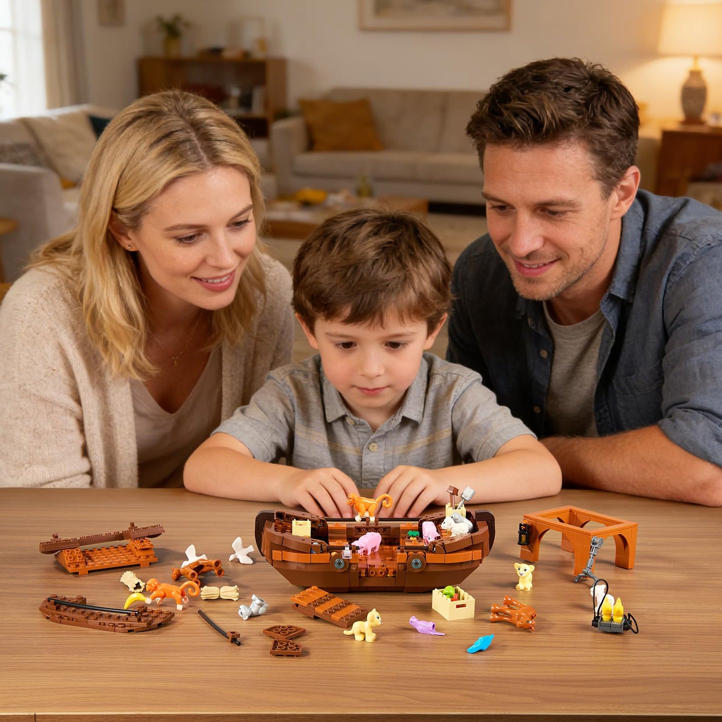 AOXEKBOLO Noah's Ark Building Blocks – 488-Piece Bible Story Boat with Animals & Plants, LEGO-Compatible, Ages 6+