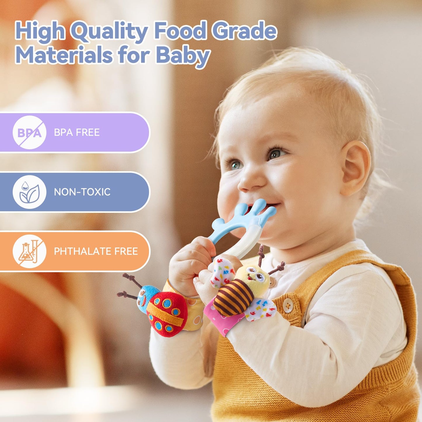 AOYOHOMOA 15PCS Rattles for Babies 0-6 Months — BPA-Free Teething & Sensory Toy Gift Set