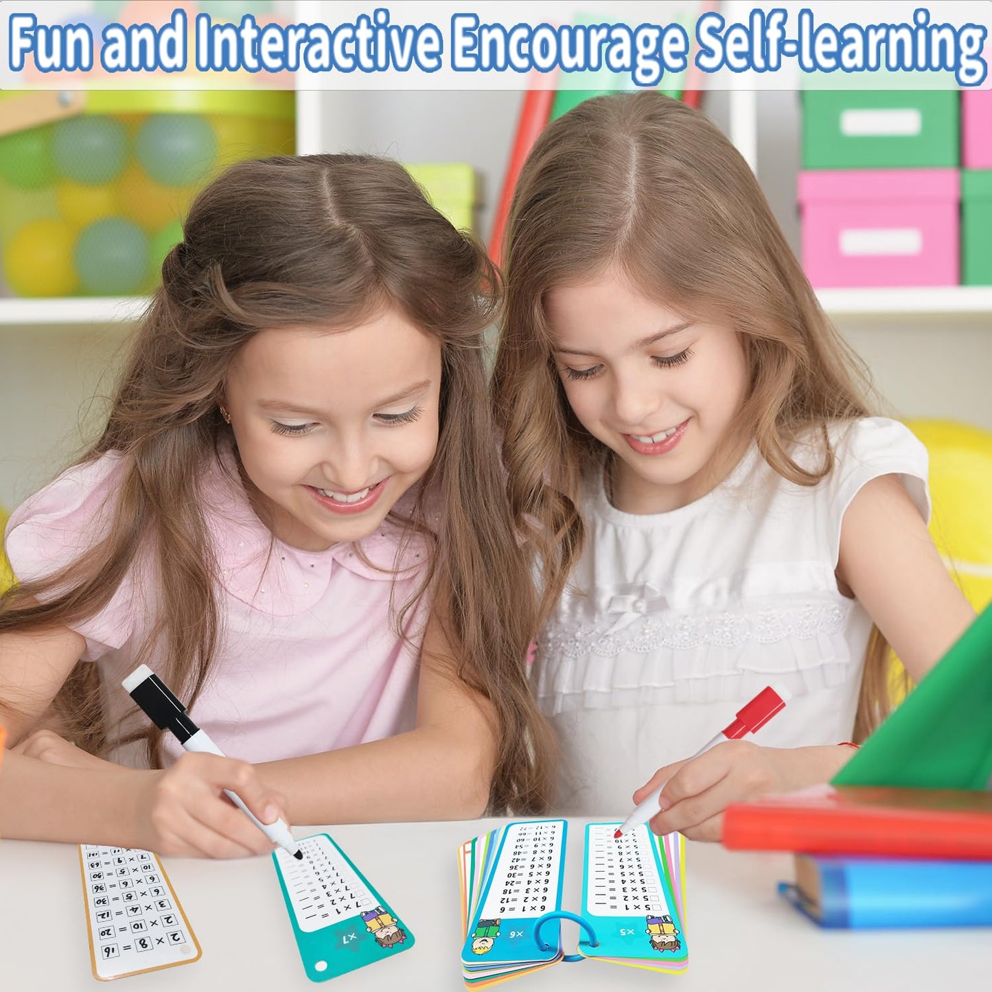 Aozlgfri 1-12 Multiplication Flash Cards – 15 Cards, 2 Dry Erase Markers, Binder Ring