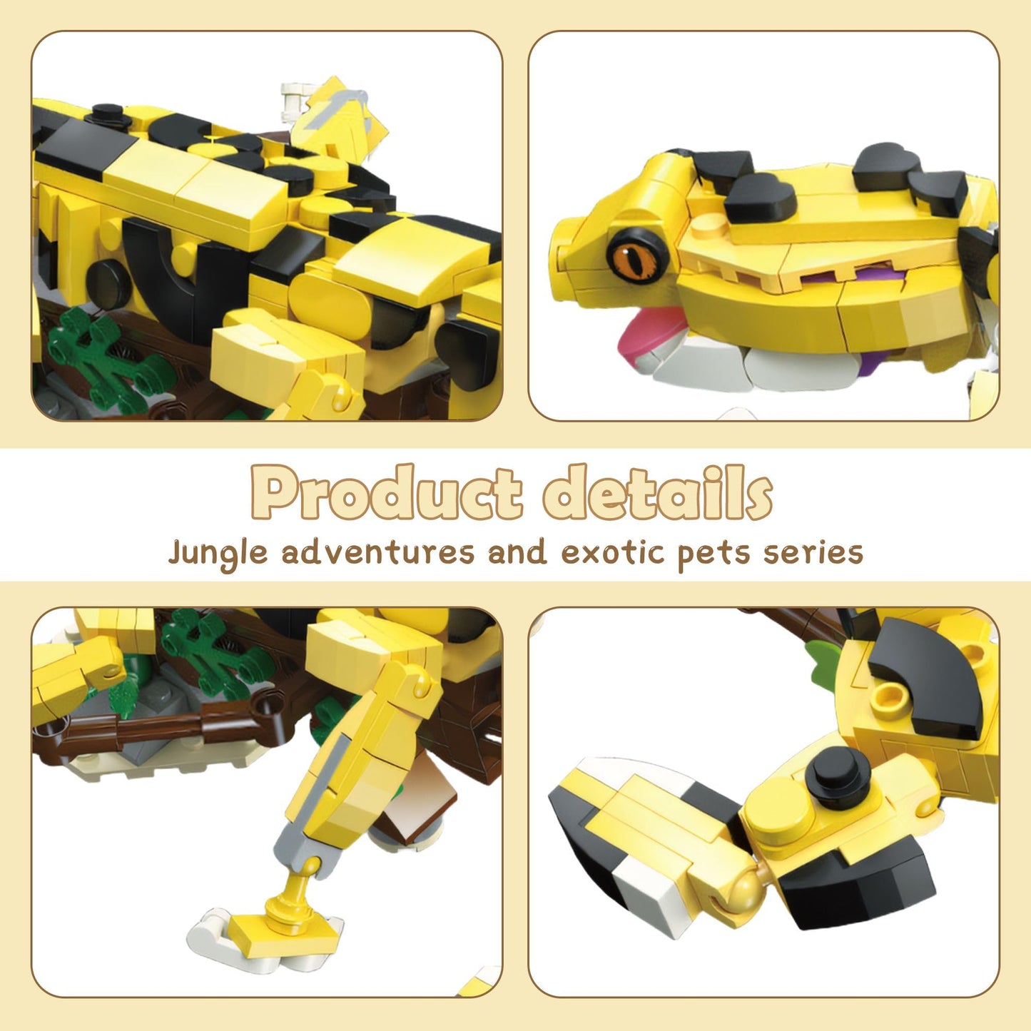 Apcute 370 PCS Leopard Gecko Building Set — Reptile Model, Home Decor & Gift for Teens 6+