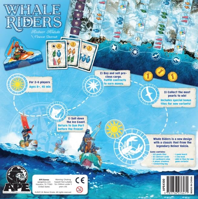 APE Games: Reiner Knizia's Whale Riders Board Game – 2-6 Players, 45 Minutes