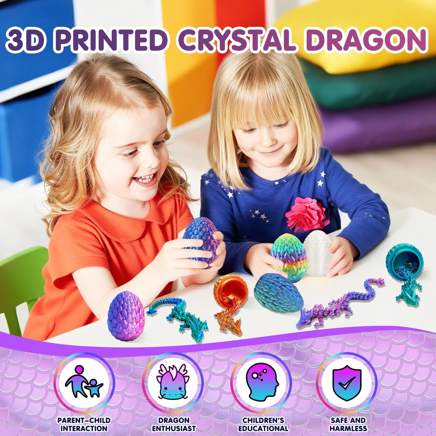 APEAR1 16Pcs 3D Printed Dragon Eggs Set – Articulated Crystal Dragon Toys