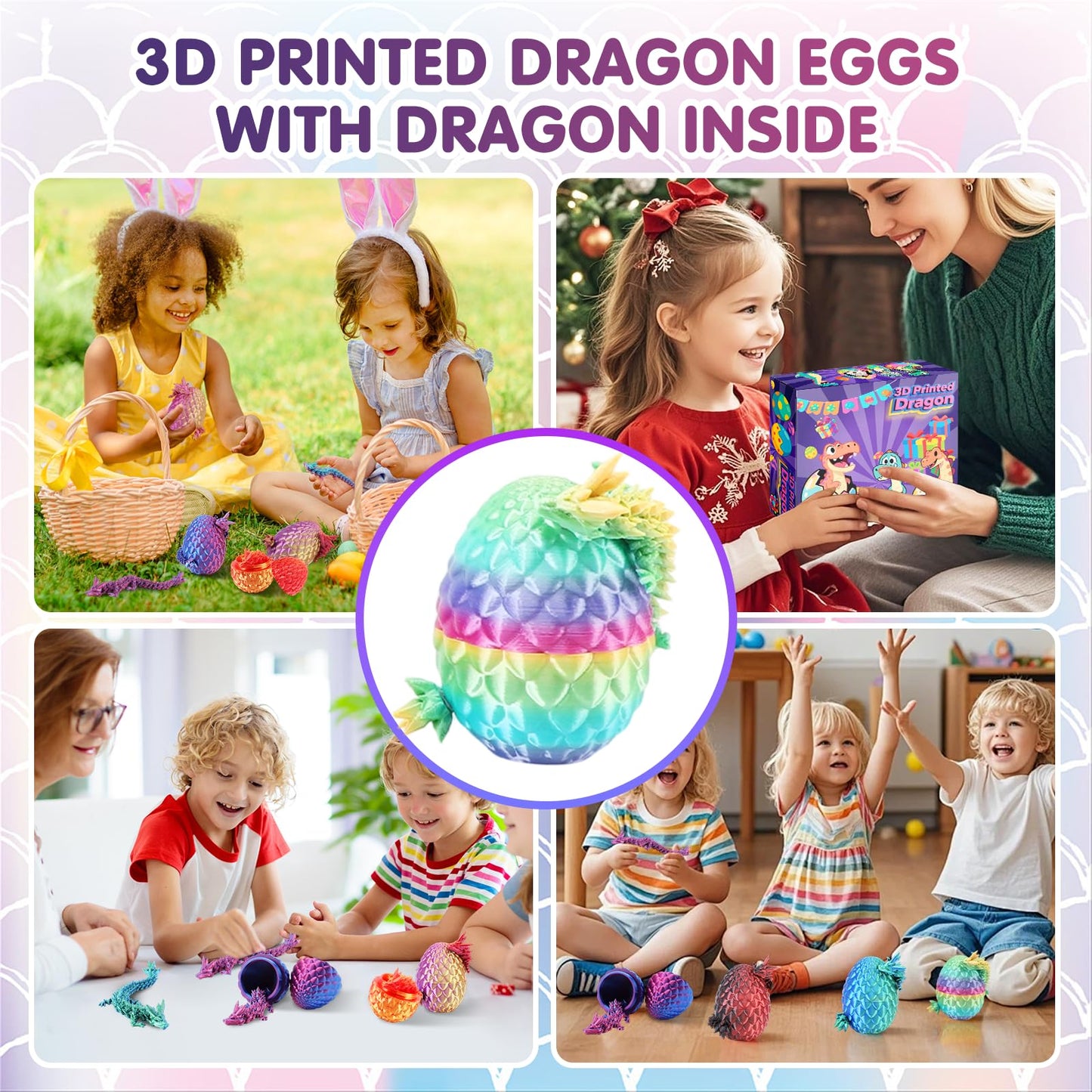 APEAR1 16Pcs 3D Printed Dragon Eggs Set – Articulated Crystal Dragon Toys