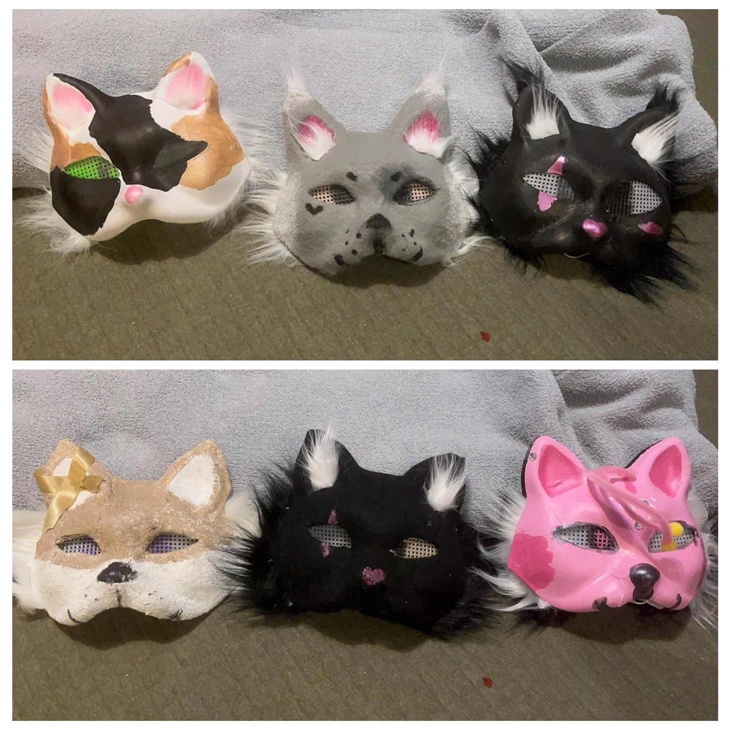Apettoey 10-Pack White Cat Masks – Therian Masks for Masquerade, Halloween & Kids Cosplay