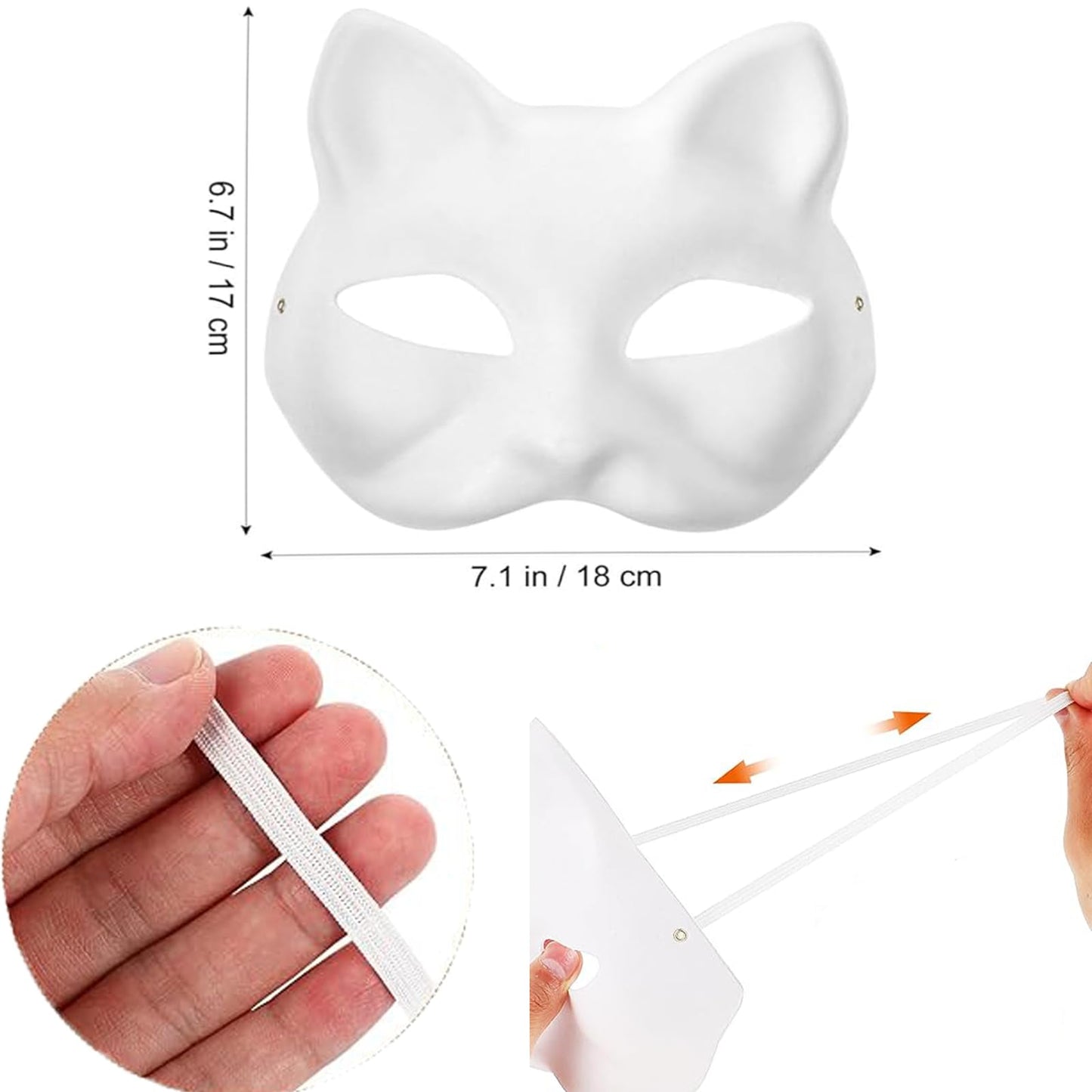 Apettoey 10-Pack White Cat Masks – Therian Masks for Masquerade, Halloween & Kids Cosplay