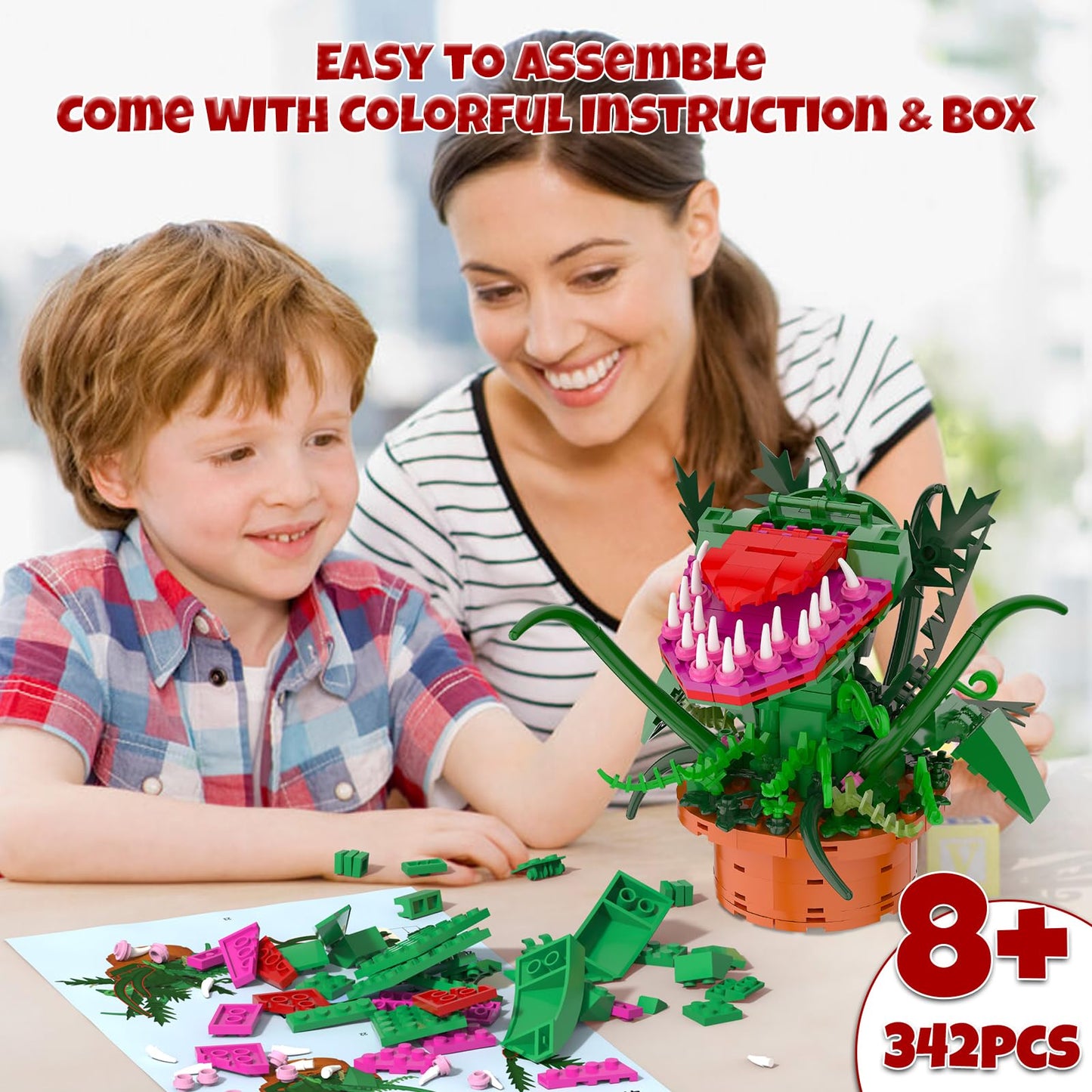 aphaio Audrey II Piranha Plant Building Set | Open Mouth, Collectible Horror Gift
