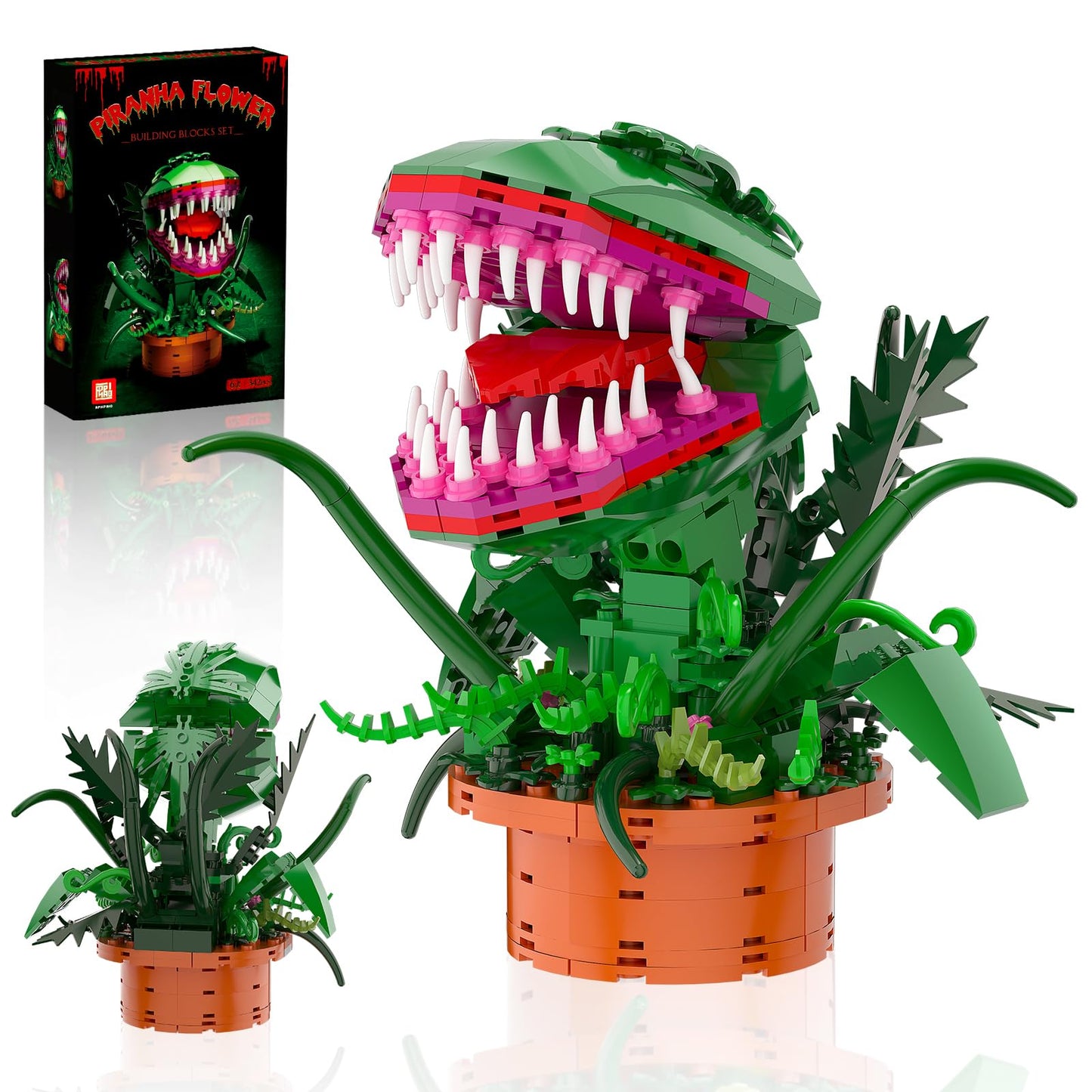 aphaio Audrey II Piranha Plant Building Set | Open Mouth, Collectible Horror Gift