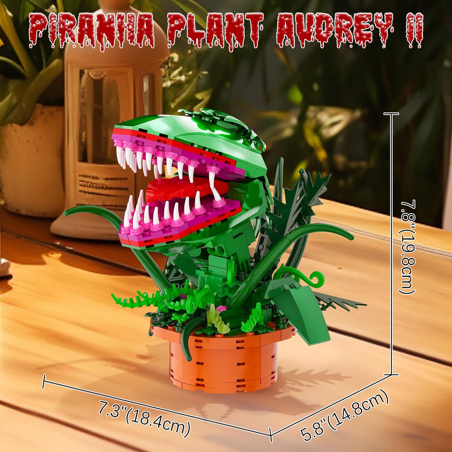 aphaio Audrey II Piranha Plant Building Set | Open Mouth, Collectible Horror Gift