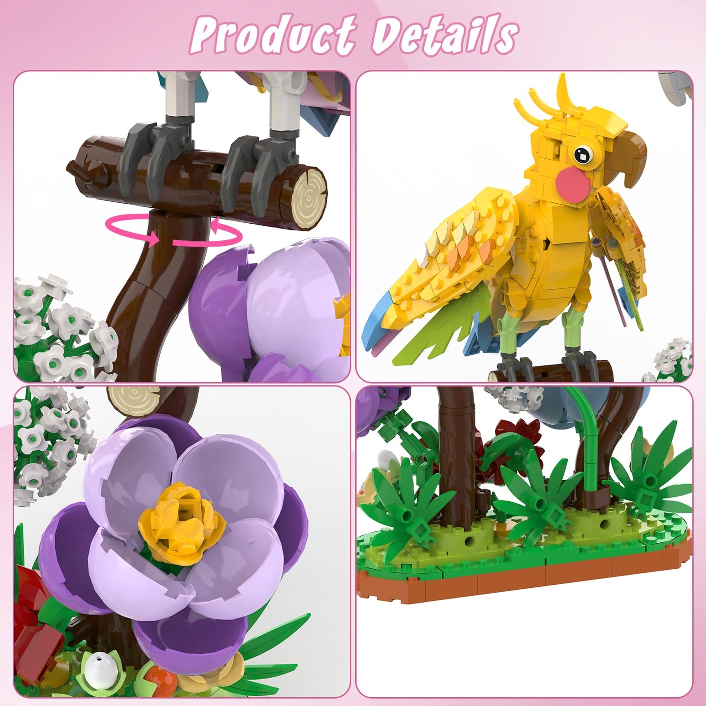 aphaio Love Birds Building Set – Cockatiel Blocks with Pivot
