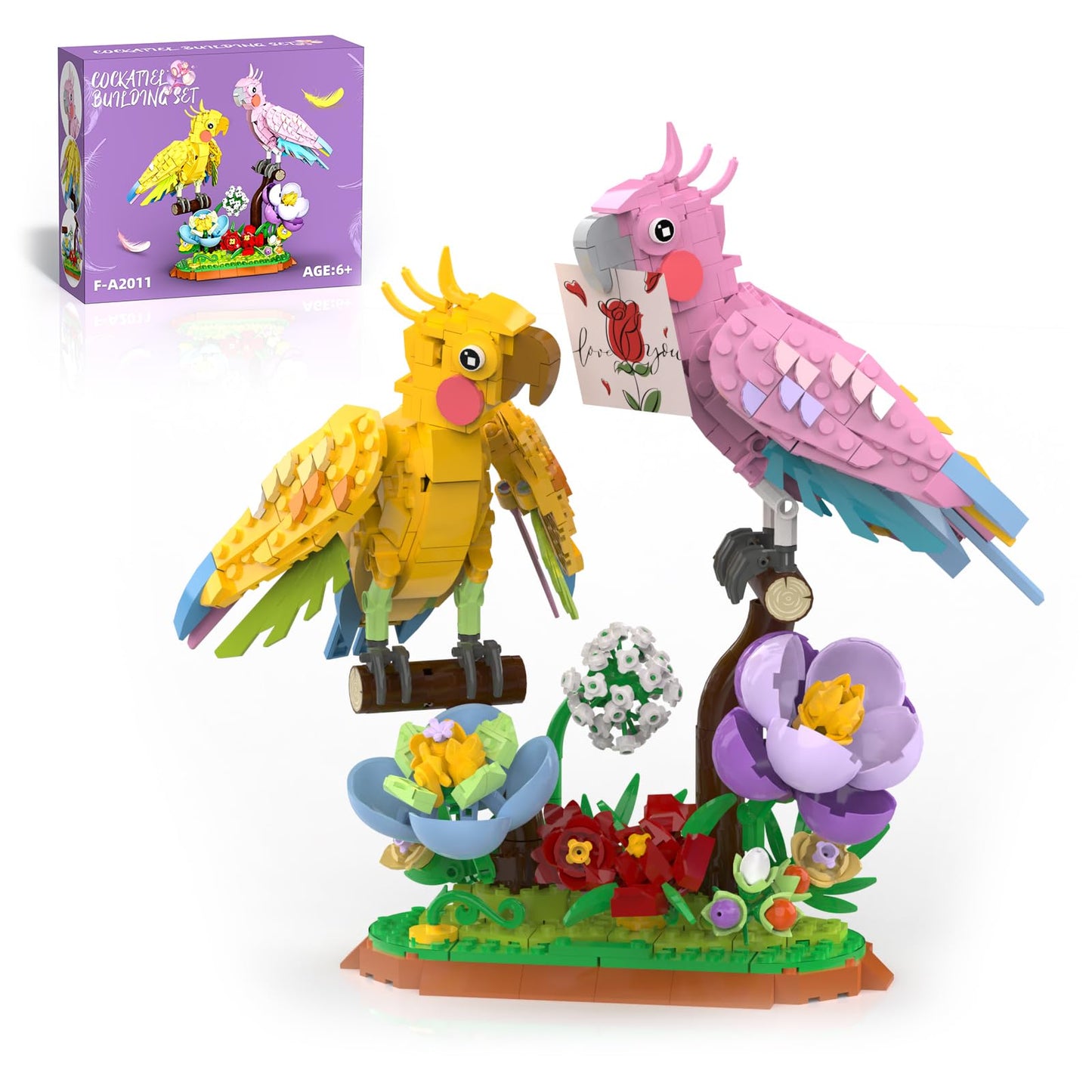 aphaio Love Birds Building Set – Cockatiel Blocks with Pivot