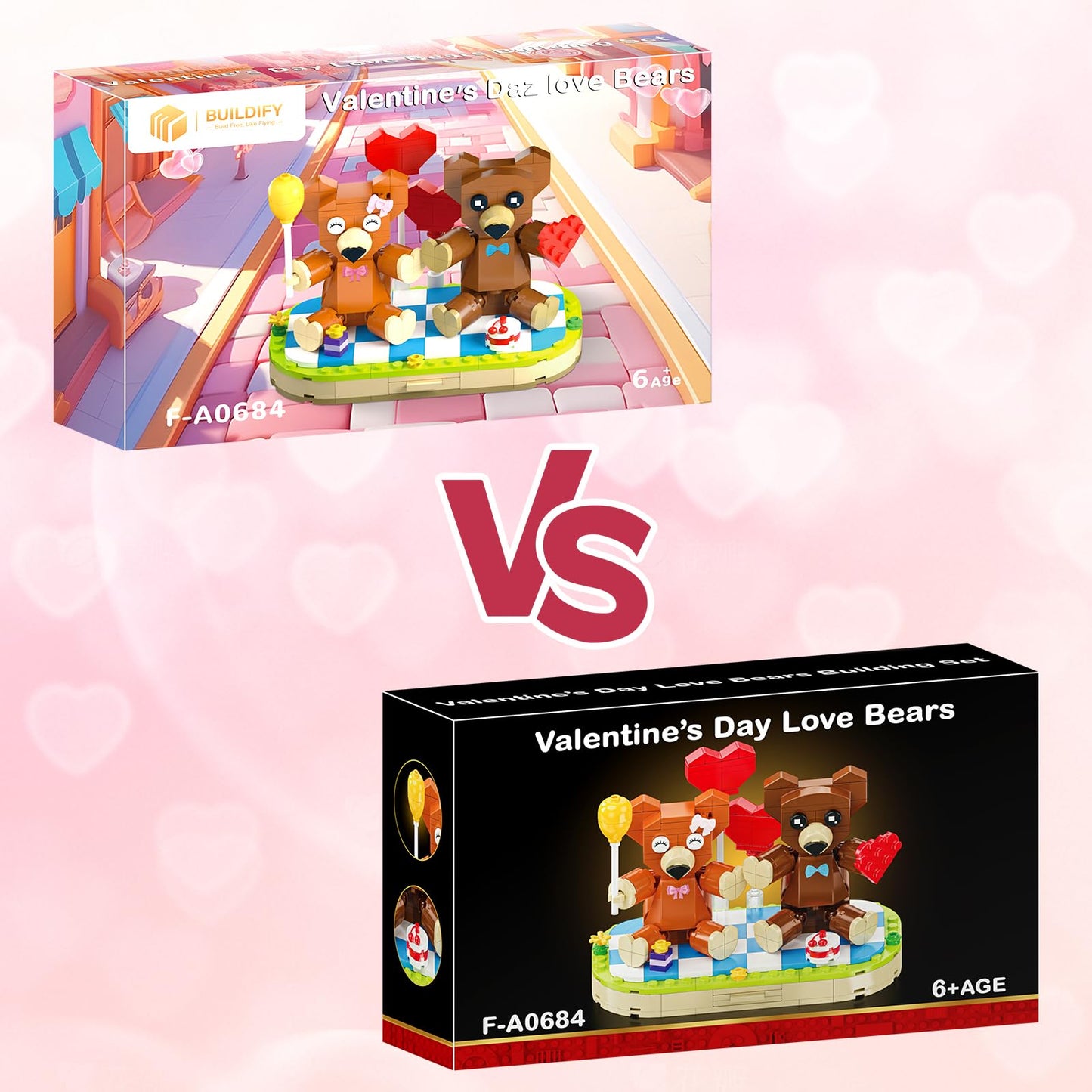 aphaio Valentine’s Brown Bear Building Toy Set – 289pcs, Romantic Decor & Gift