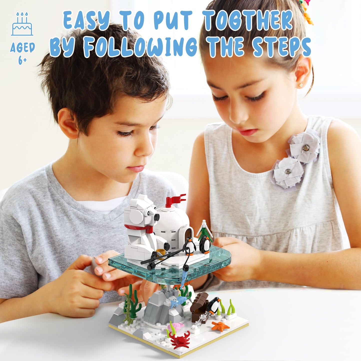 aphpaio Christmas Polar Bear & Penguin Building Kit – 286 Pcs Gift for Kids 8+