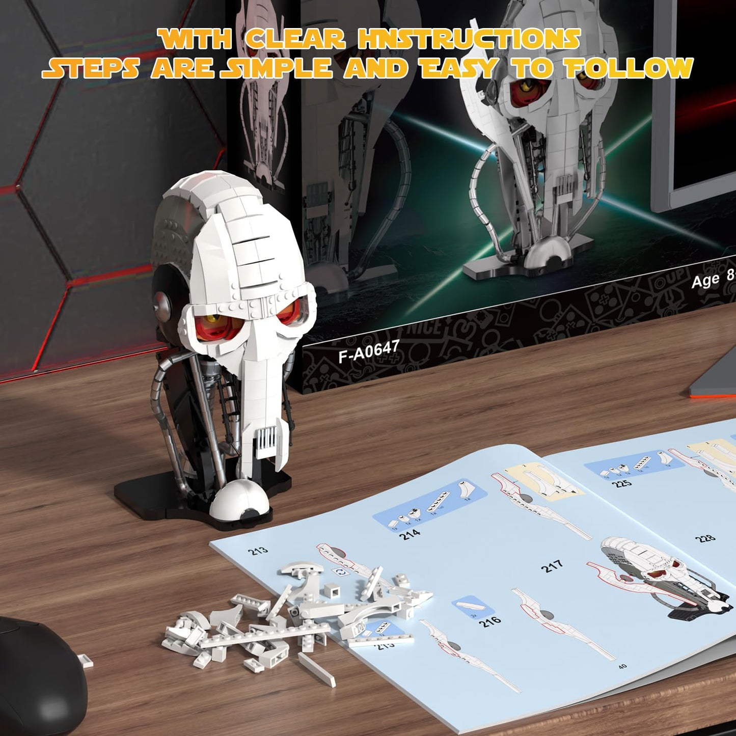 aphpaio General Helmet Building Set – Space Wars 710 PCS with Buildable Display Stand