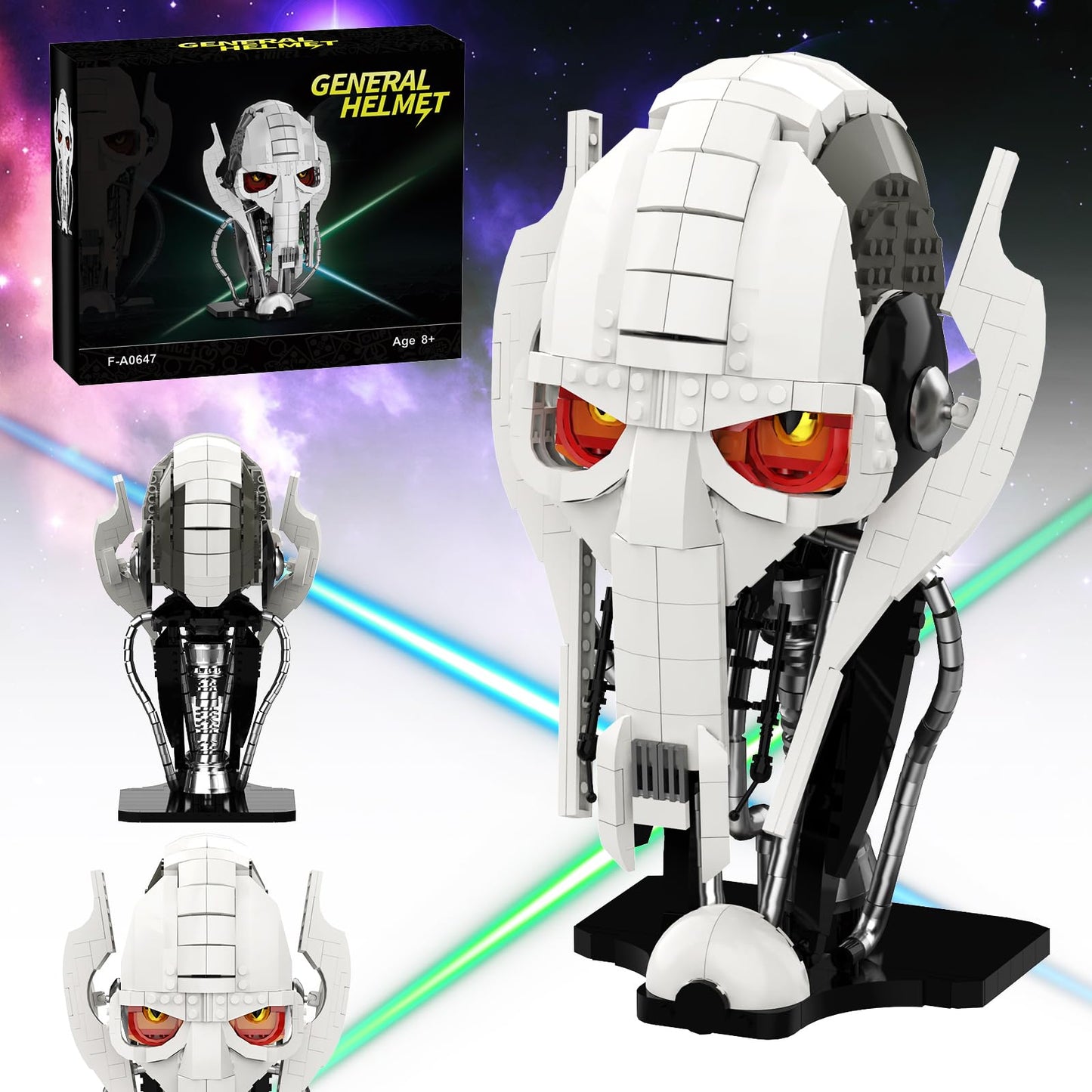aphpaio General Helmet Building Set – Space Wars 710 PCS with Buildable Display Stand