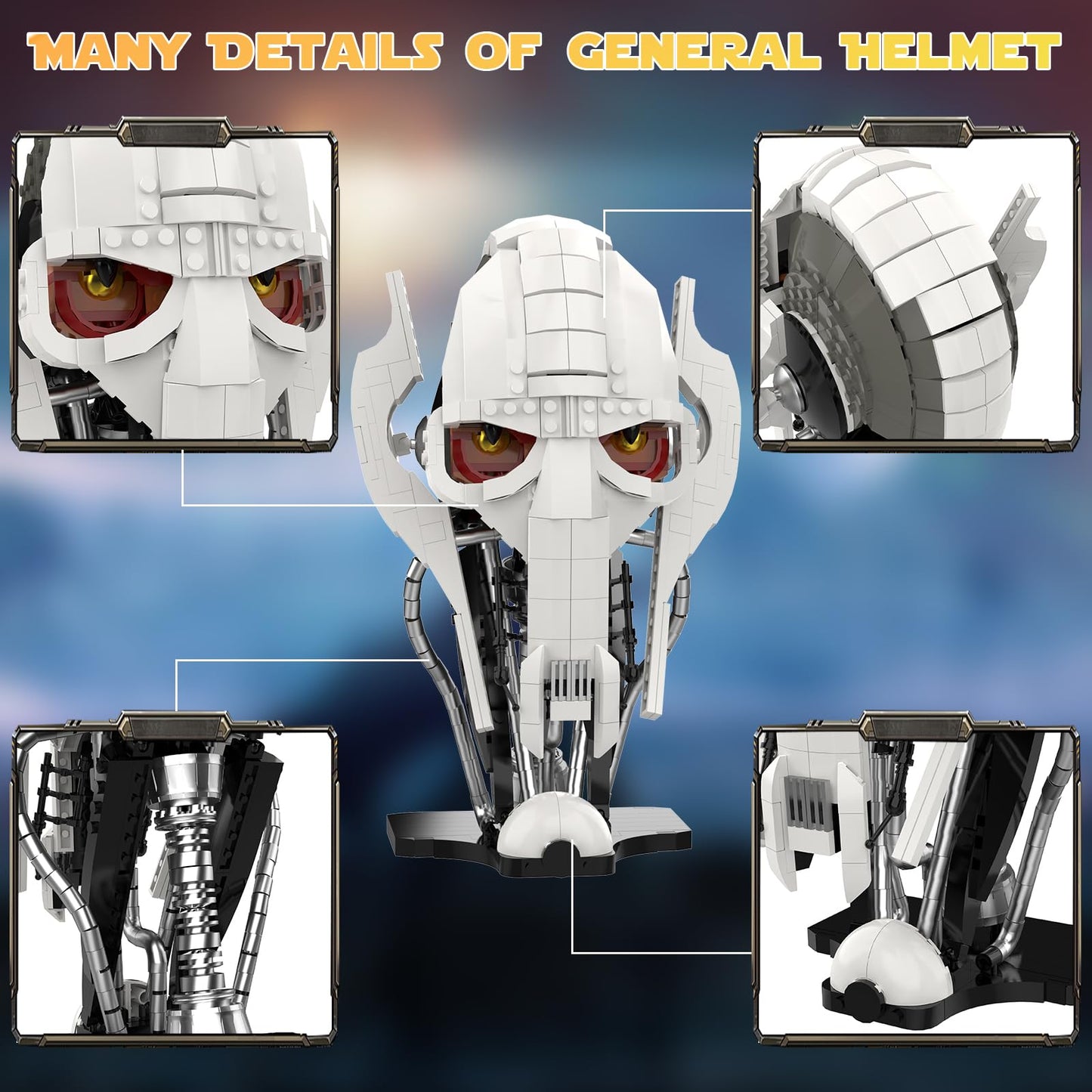 aphpaio General Helmet Building Set – Space Wars 710 PCS with Buildable Display Stand
