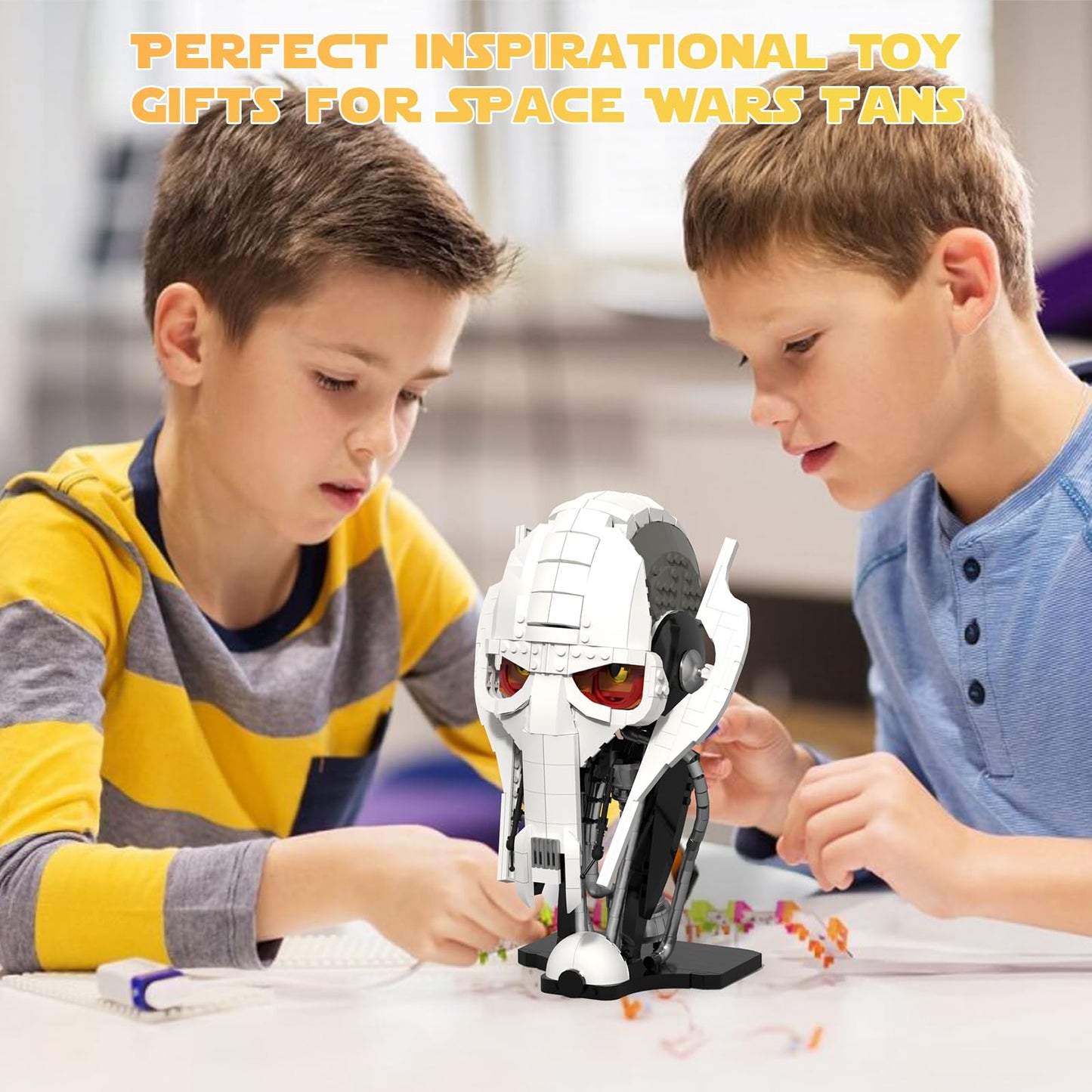 aphpaio General Helmet Building Set – Space Wars 710 PCS with Buildable Display Stand