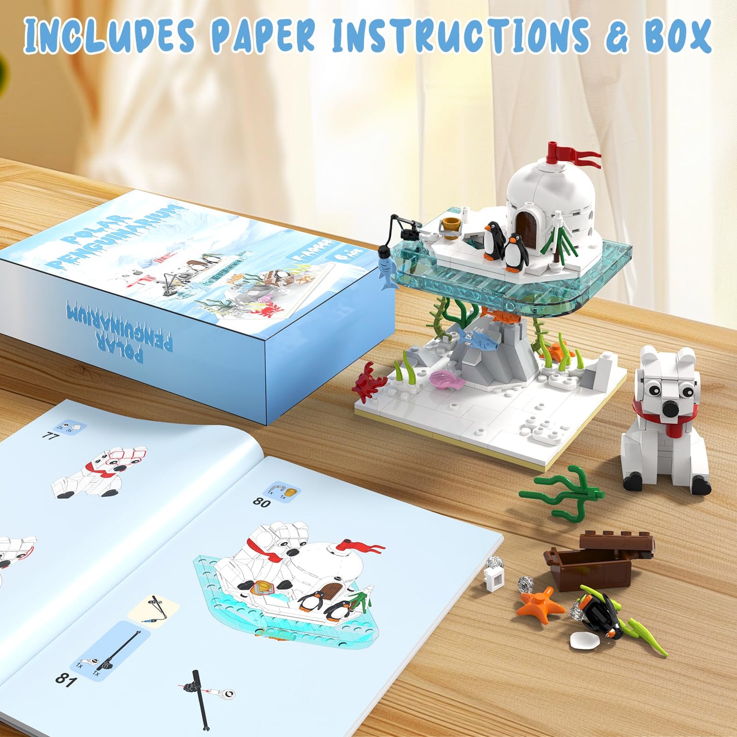 aphpaio Christmas Polar Bear & Penguin Building Kit – 286 Pcs Gift for Kids 8+