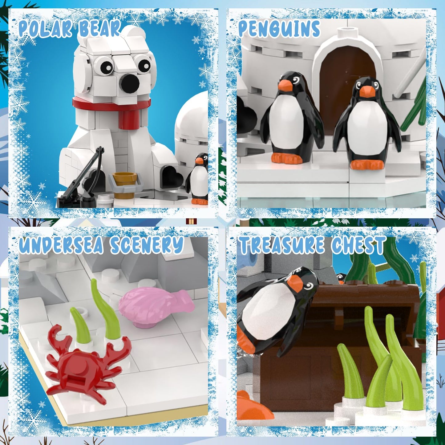 aphpaio Christmas Polar Bear & Penguin Building Kit – 286 Pcs Gift for Kids 8+