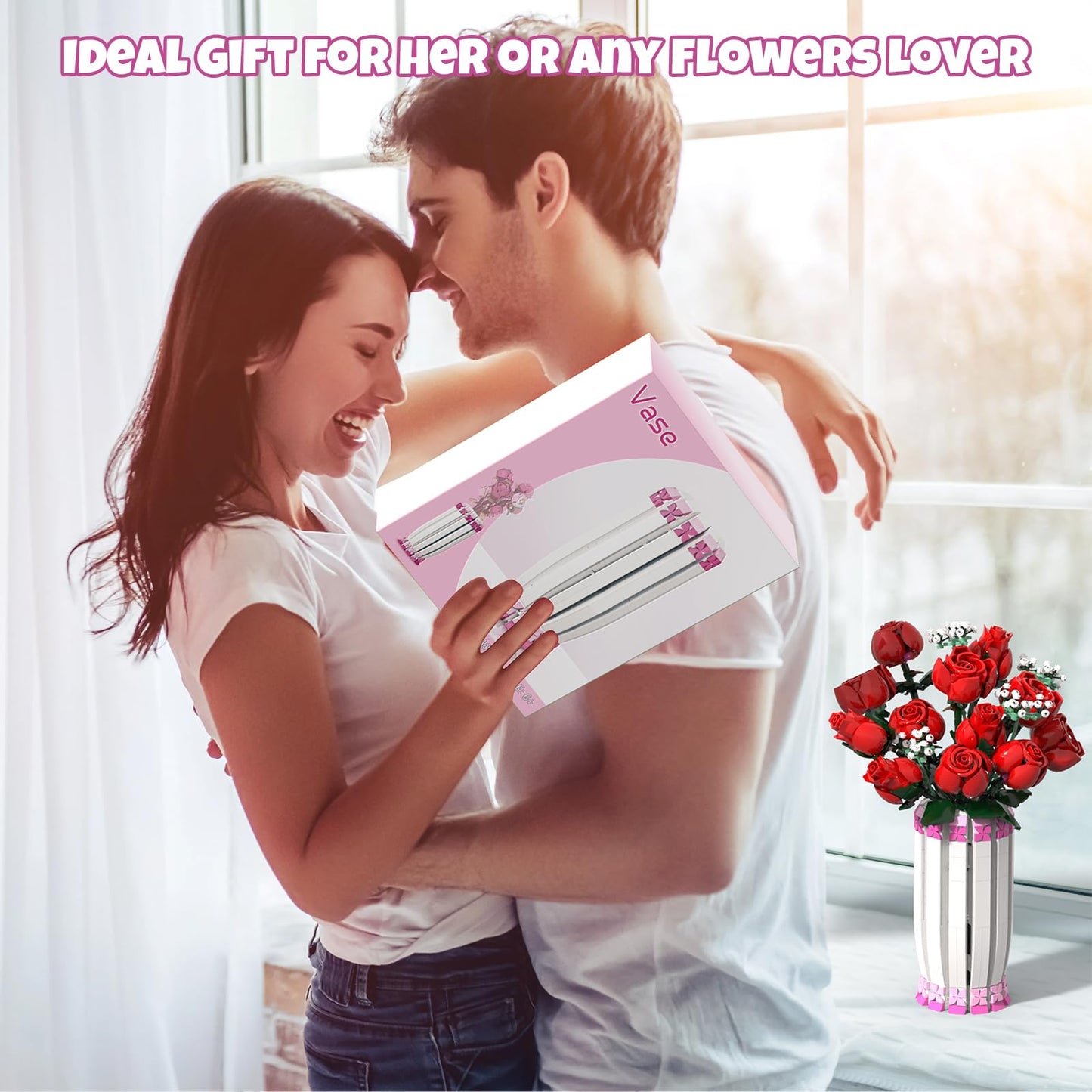 aphpiao Vase Building Kit – Fits 10342/10347/10280/10328 Flower Blocks | Valentine’s Day Gift