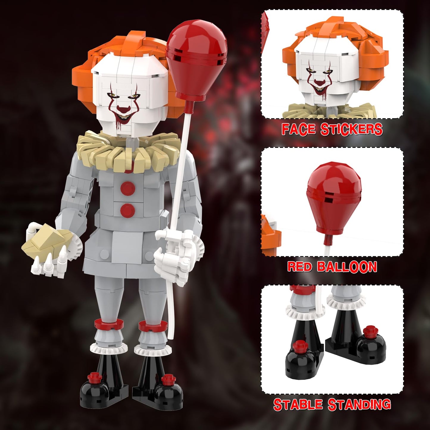 aphpiao Pennywise Clown Building Set - 299 Pcs IT Movie Horror Figure Kit | Collectible Gift