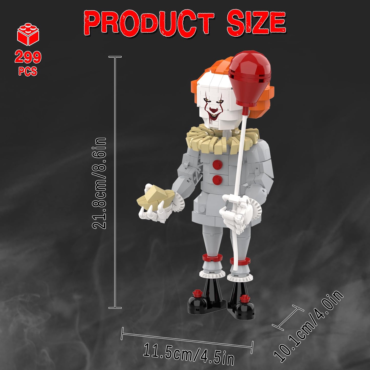 aphpiao Pennywise Clown Building Set - 299 Pcs IT Movie Horror Figure Kit | Collectible Gift