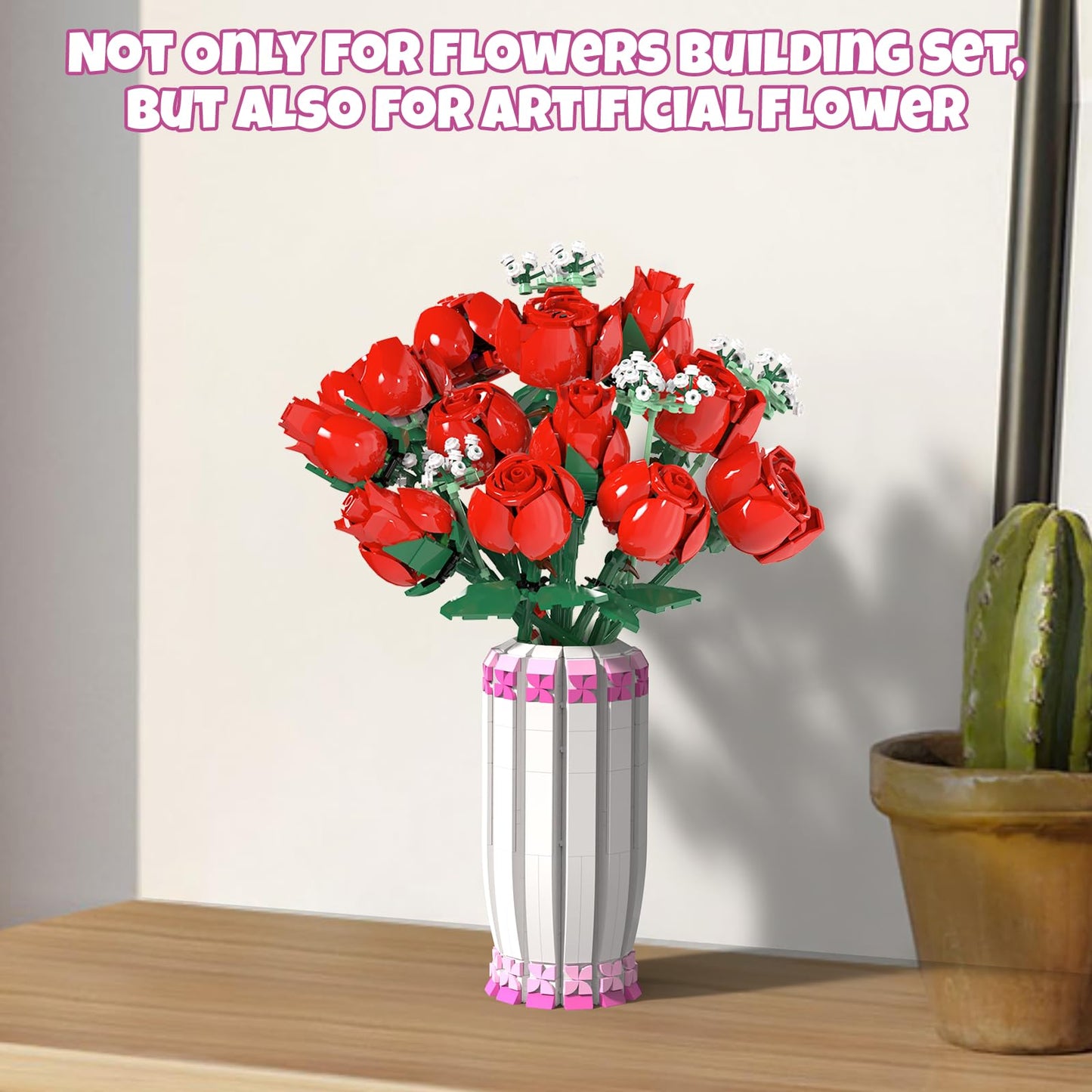 aphpiao Vase Building Kit – Fits 10342/10347/10280/10328 Flower Blocks | Valentine’s Day Gift
