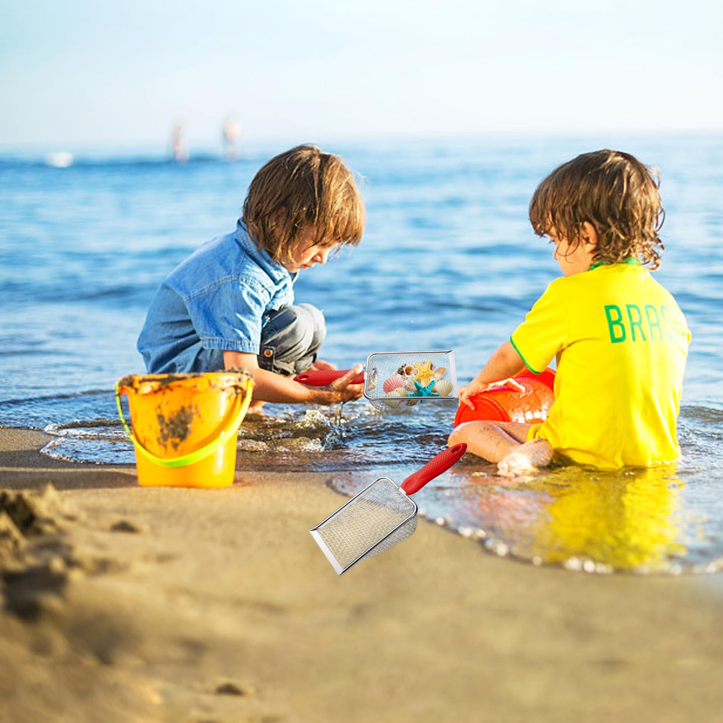 Apidgrowth Beach Mesh Shovel – Durable Sand Sifter for Shells (Red)