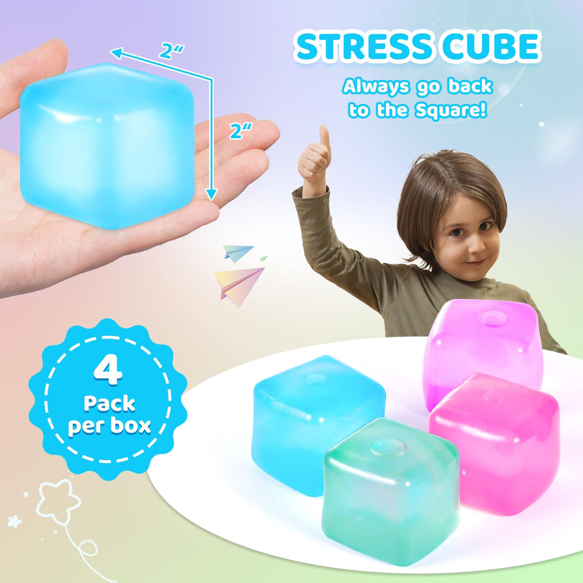 APLIST Squishy Fidget Stress Cube 4 Pack Malt Sugar Filled Silent Anxiety Relief Toys