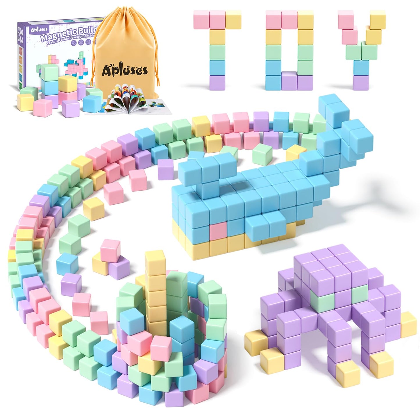 Apluses 32pcs Magnetic Blocks – STEM Building Toy for Toddlers, Preschool, and Classrooms