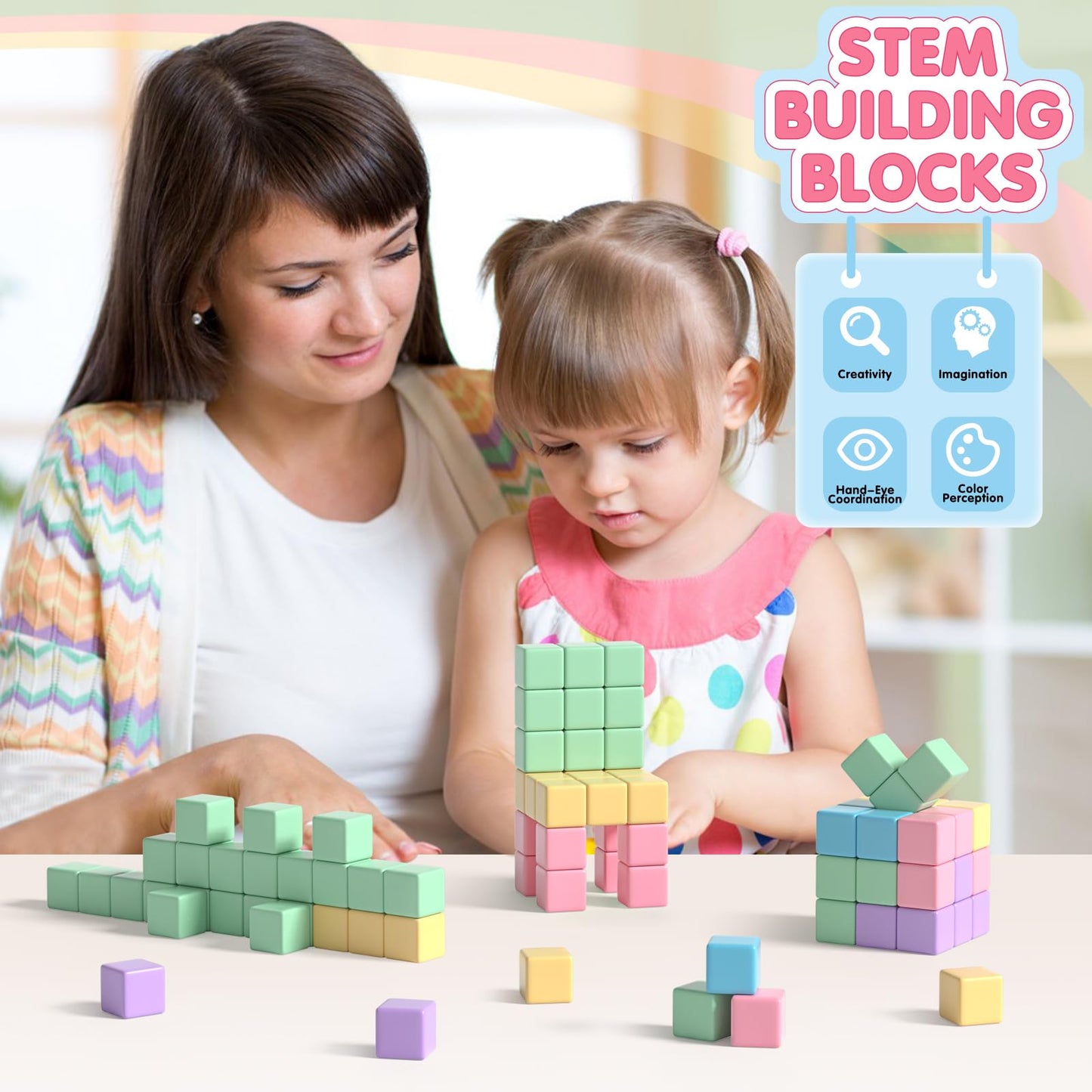Apluses 32pcs Magnetic Blocks – STEM Building Toy for Toddlers, Preschool, and Classrooms