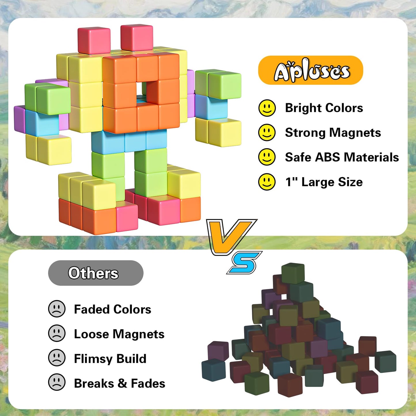 Apluses Magnetic Blocks for Toddlers – STEM Building Toy for Ages 3–6