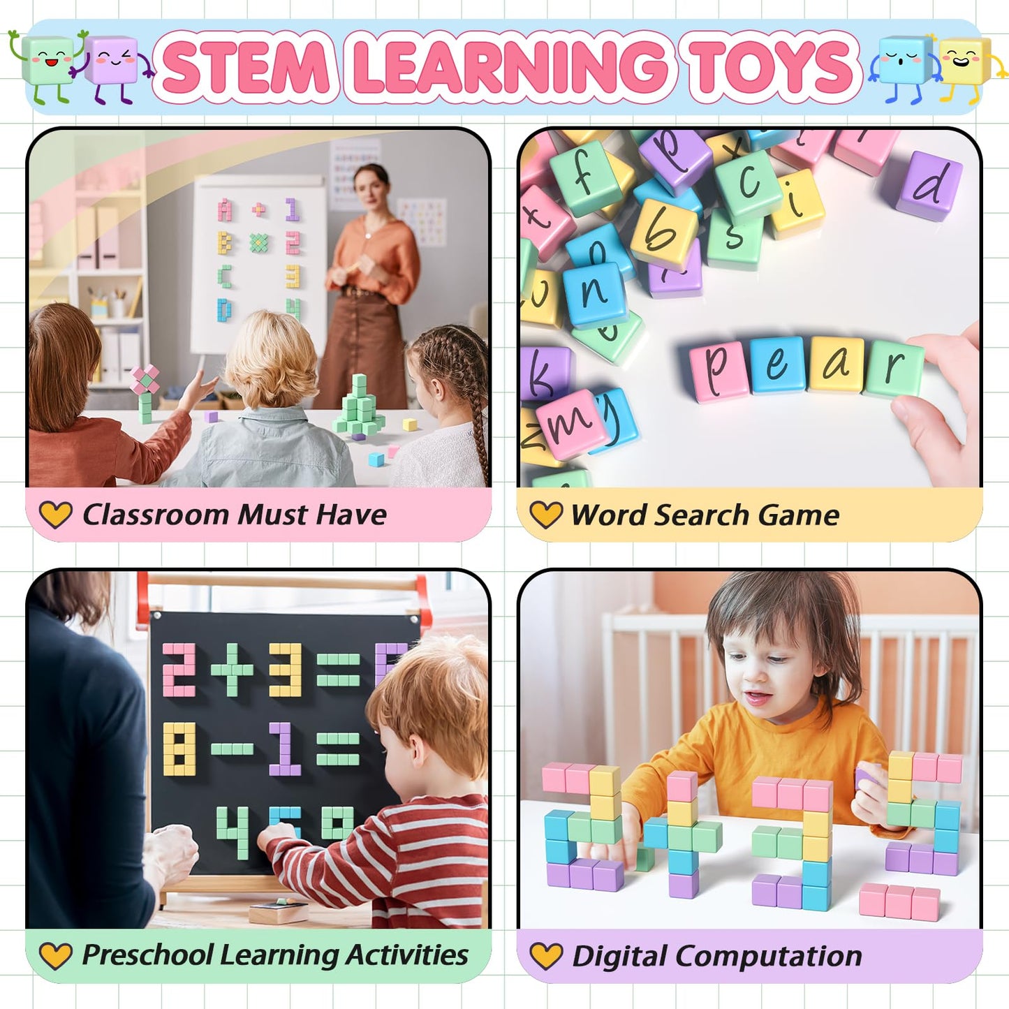Apluses 32pcs Magnetic Blocks – STEM Building Toy for Toddlers, Preschool, and Classrooms