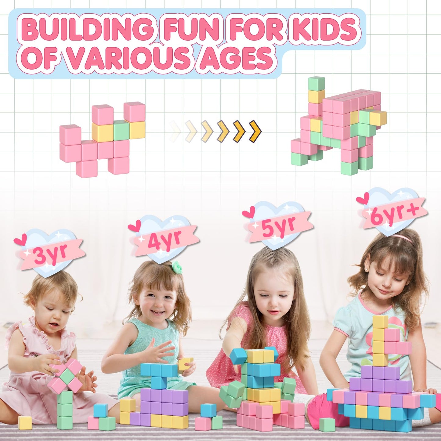 Apluses 32pcs Magnetic Blocks – STEM Building Toy for Toddlers, Preschool, and Classrooms